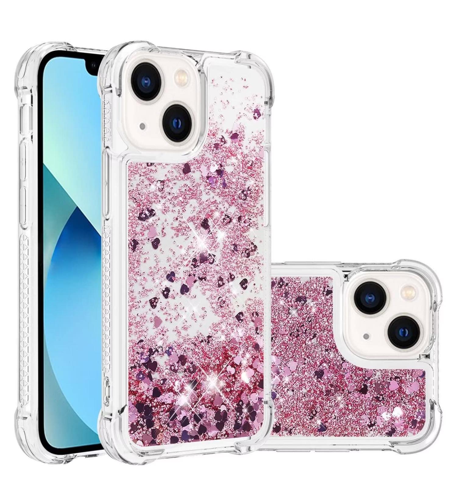 Buy Tivenfezk Nadoli Glitzer Treisand Shell for iPhone 15 Plus - Shockproof Silicone TPU Bumper Case in Ros Gold | Liquid Quicksand Design - International Shipping Available - Buy Online on GoSupps.com