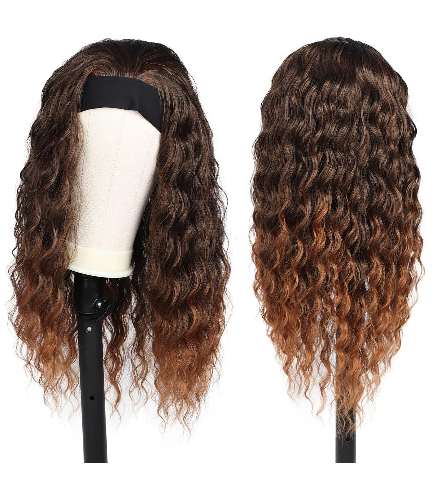 Lulu Haireate 24 Inch Long Wavy Headband Wig for Black Women - Glueless Synthetic Hair in Brown 1B/30 - Perfect for Daily Wear - Buy Online on GoSupps.com