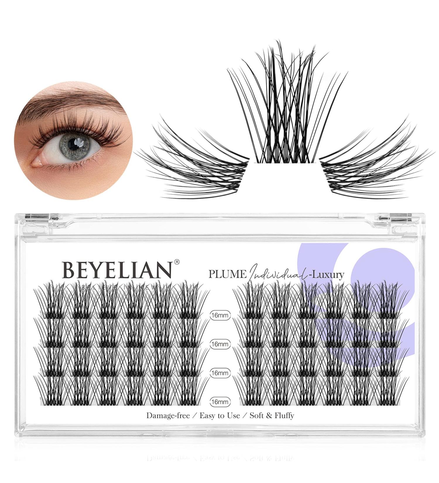 Beyelian C Curl Cluster Eyelashes - 48 PCs 0.07mm 16mm Luxury DIY Extensions - Super Thin Transparent Band for Home Use - Buy Online on GoSupps.com