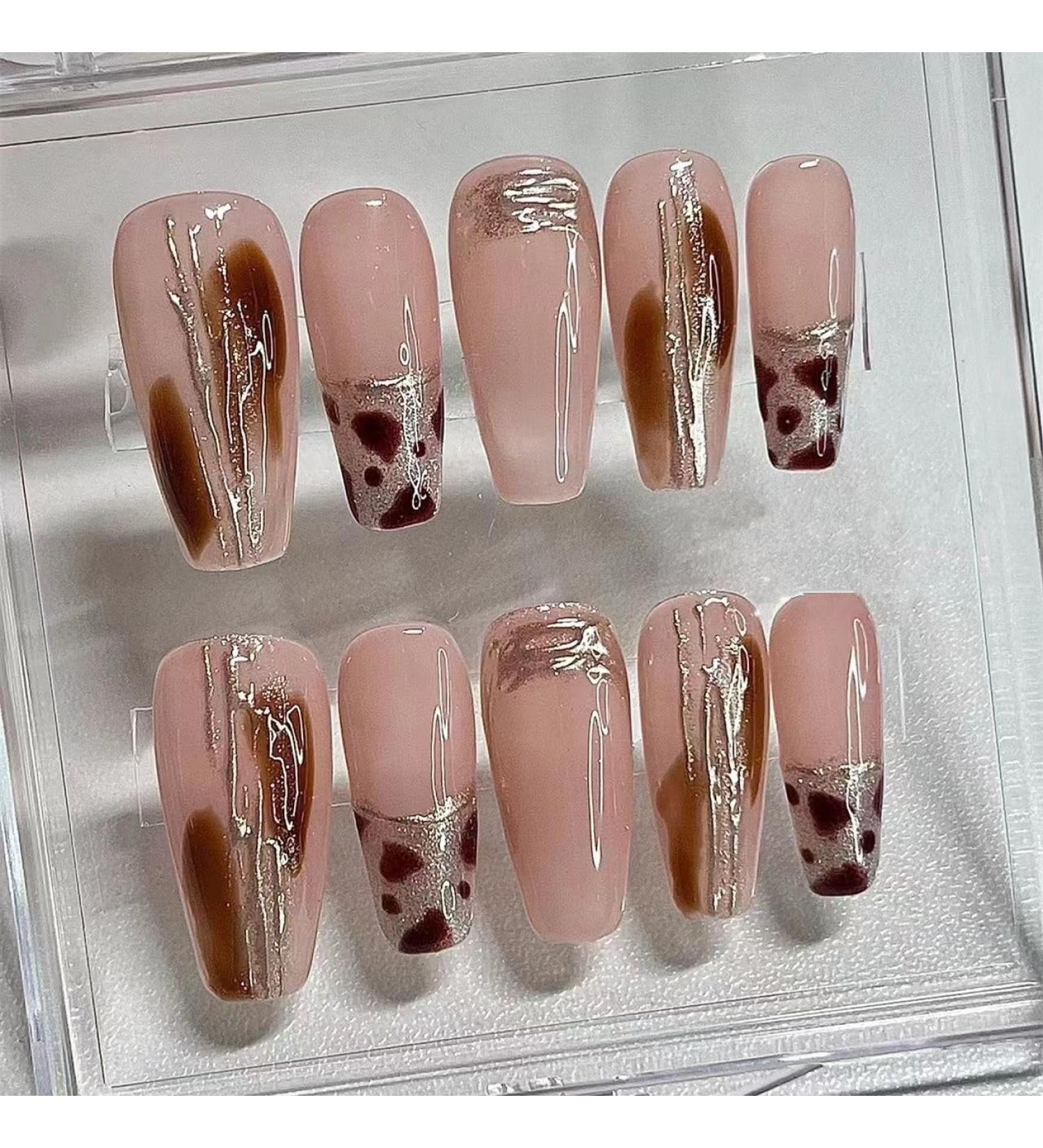 Temperament Enhancement Nail Patch Hand-Made Nail Dressing Customized Nail Plate Wearable Advanced Long Autumn and Winter Leopard Print New Students (10-Piece Pack) (Size : S) Small - Buy Online on GoSupps.com