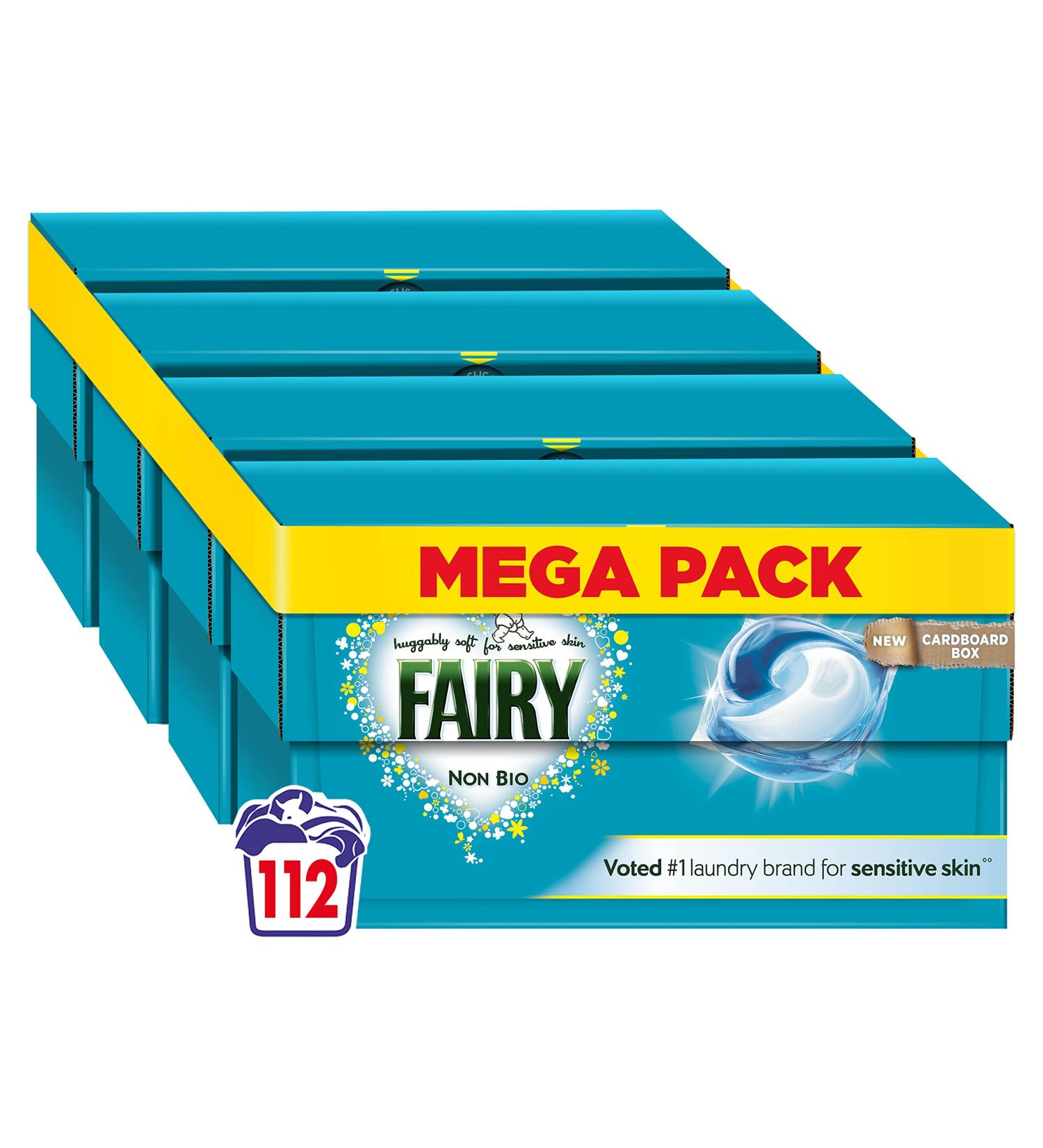 Fairy Non-Bio All-in-1 PODS Washing Liquid Laundry Detergent Tablets / Capsules 112 Washes (28 x 4) Huggably Soft for Sensitive Skin 112 Pods