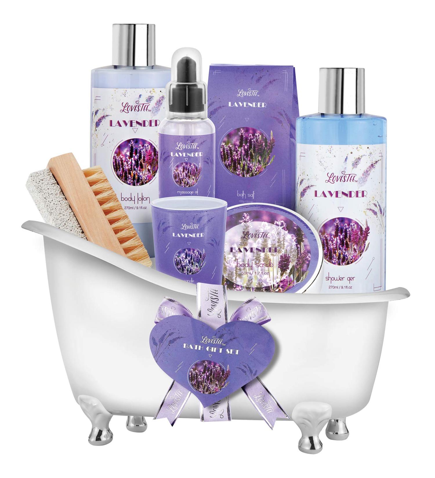 Spa Gift Set for Women-Girls | Lavender Bath & Body Kit with Candle, Essential Oil, Scrub, Salt, Lotion | Christmas Birthday Gift - Buy Online on GoSupps.com