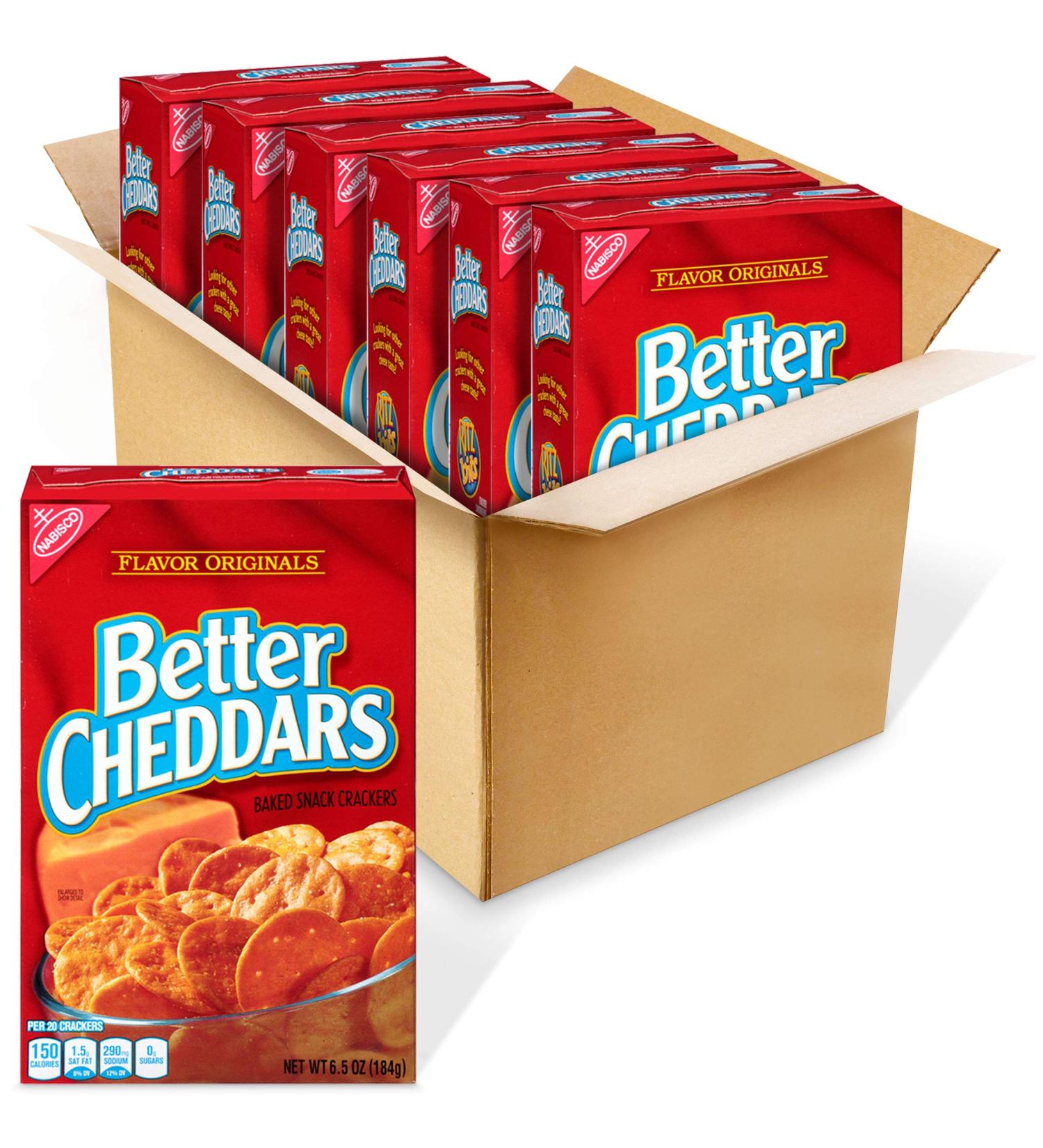 Better Cheddars Baked Snack Cheese Crackers - 6.5 Ounce Boxes, Pack of 6 - Buy Online on GoSupps.com
