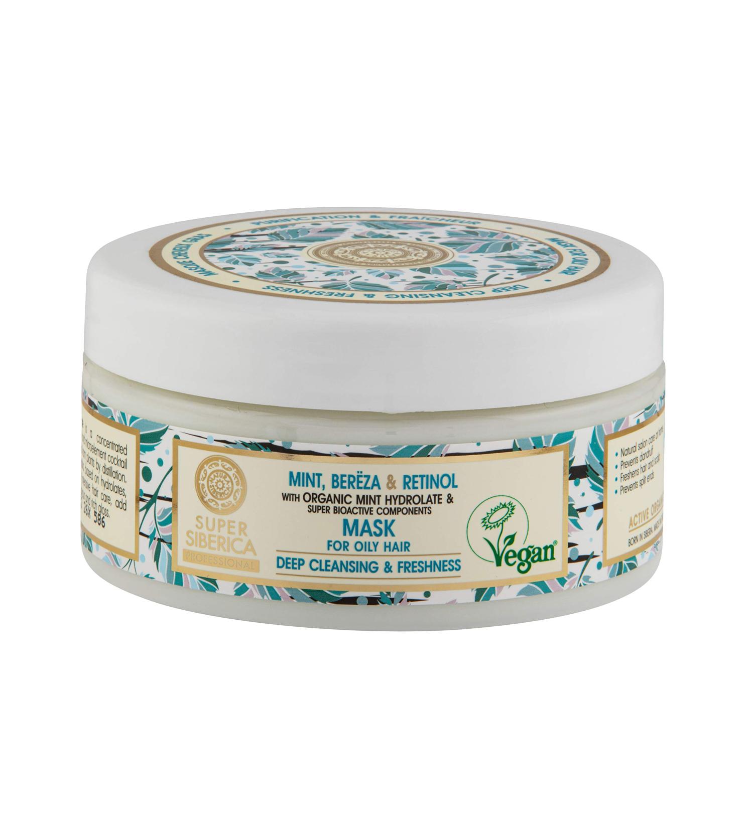 Eurobiolab Natura Siberica Super Mint bereza & retinol Mask for oily hair 300 ml - Buy Online on GoSupps.com