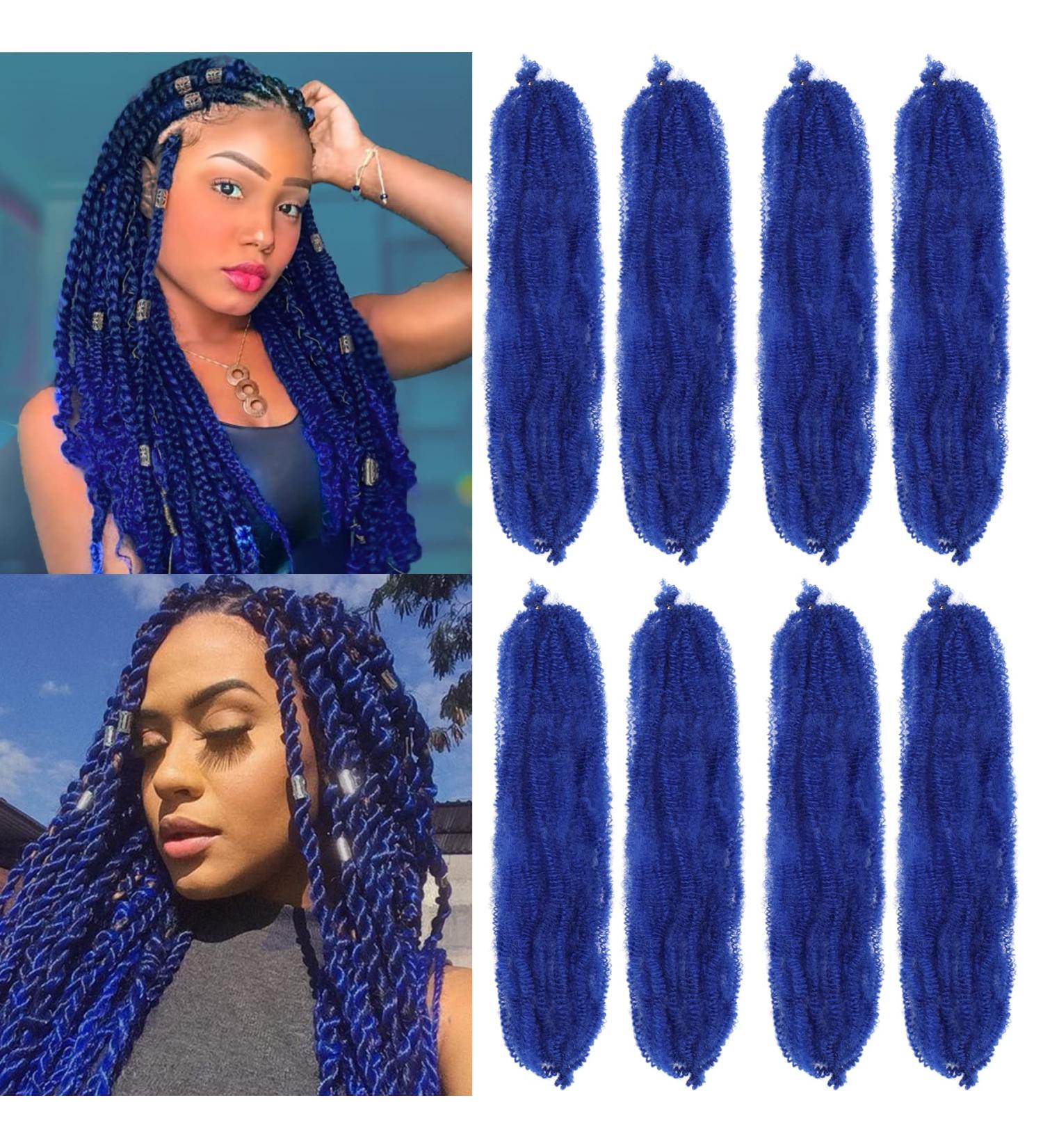 24 Inch Blue Springy Afro Twist Hair 8 Packs for Marley Twist Braiding - Synthetic Extensions for Black Women - Buy Online on GoSupps.com