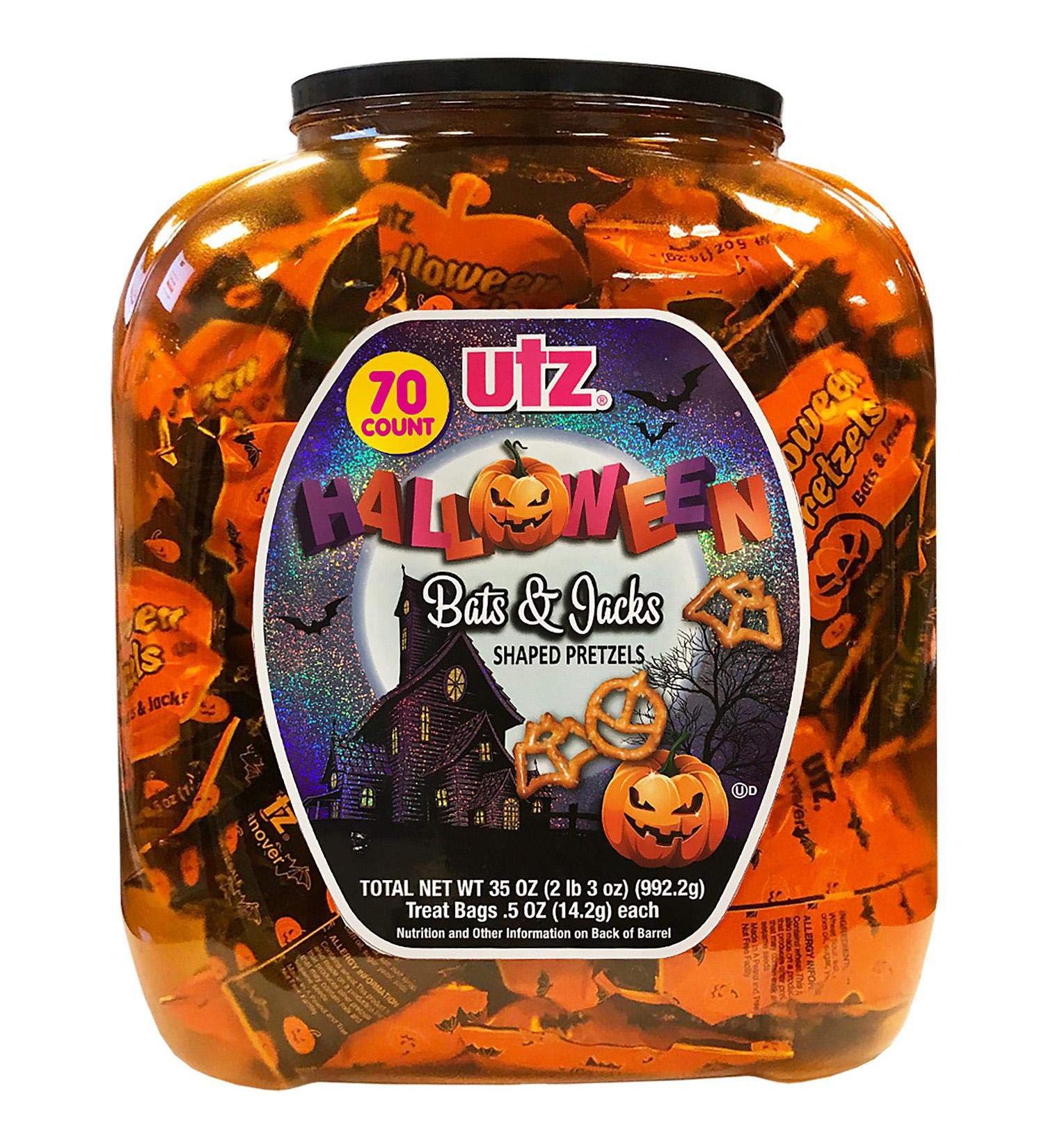 Utz Halloween Shaped Pretzel Treat Barrels - 70 Count | Spooky Snack Variety Pack - Buy Online on GoSupps.com