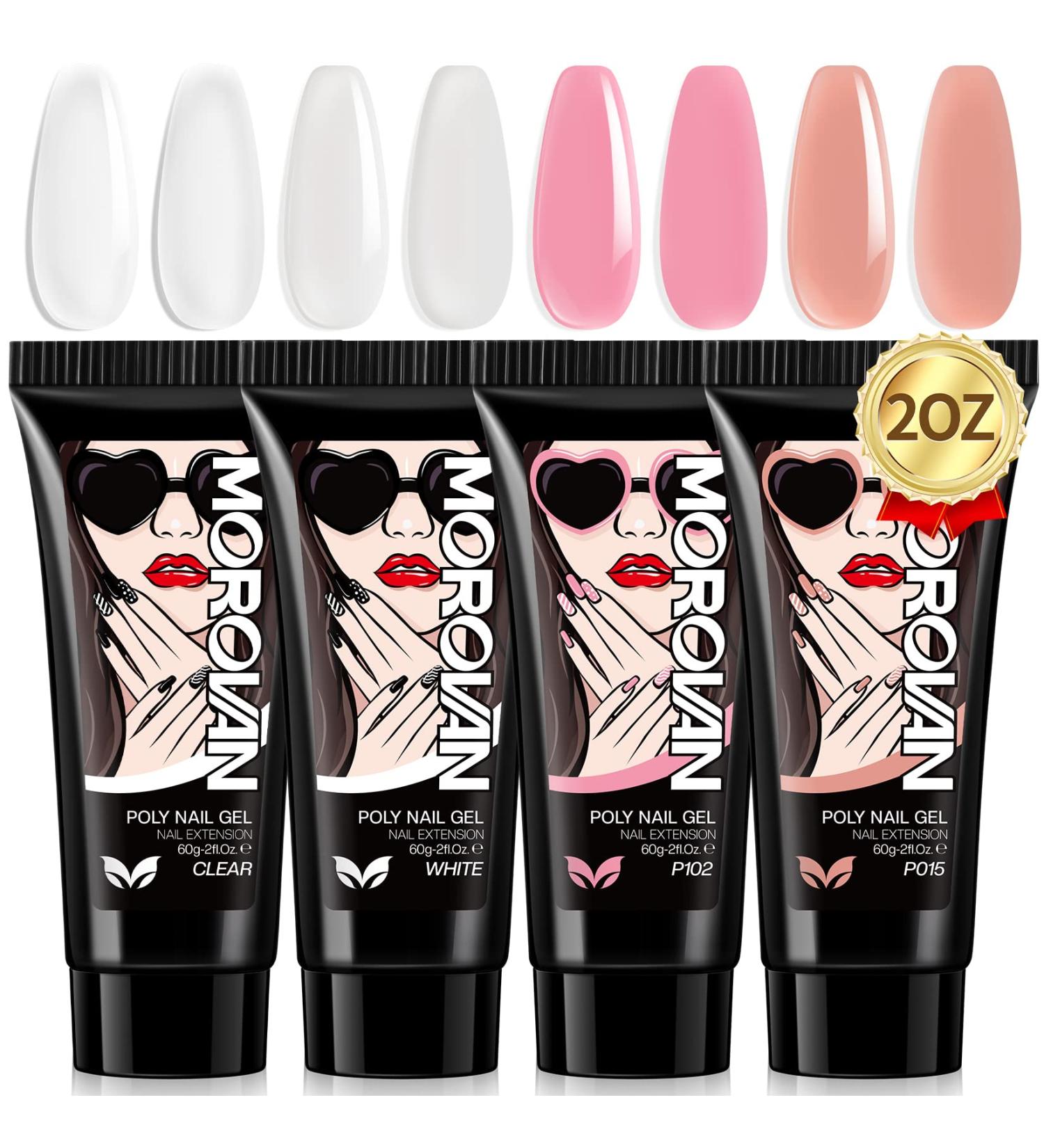 Morovan 2oz Poly Extension Gel - Large Capacity Builder Nail Gel - Long-Lasting Nude Pink Colors - Ideal for Beginners and Professionals - DIY Nail Design Set - Buy Online on GoSupps.com