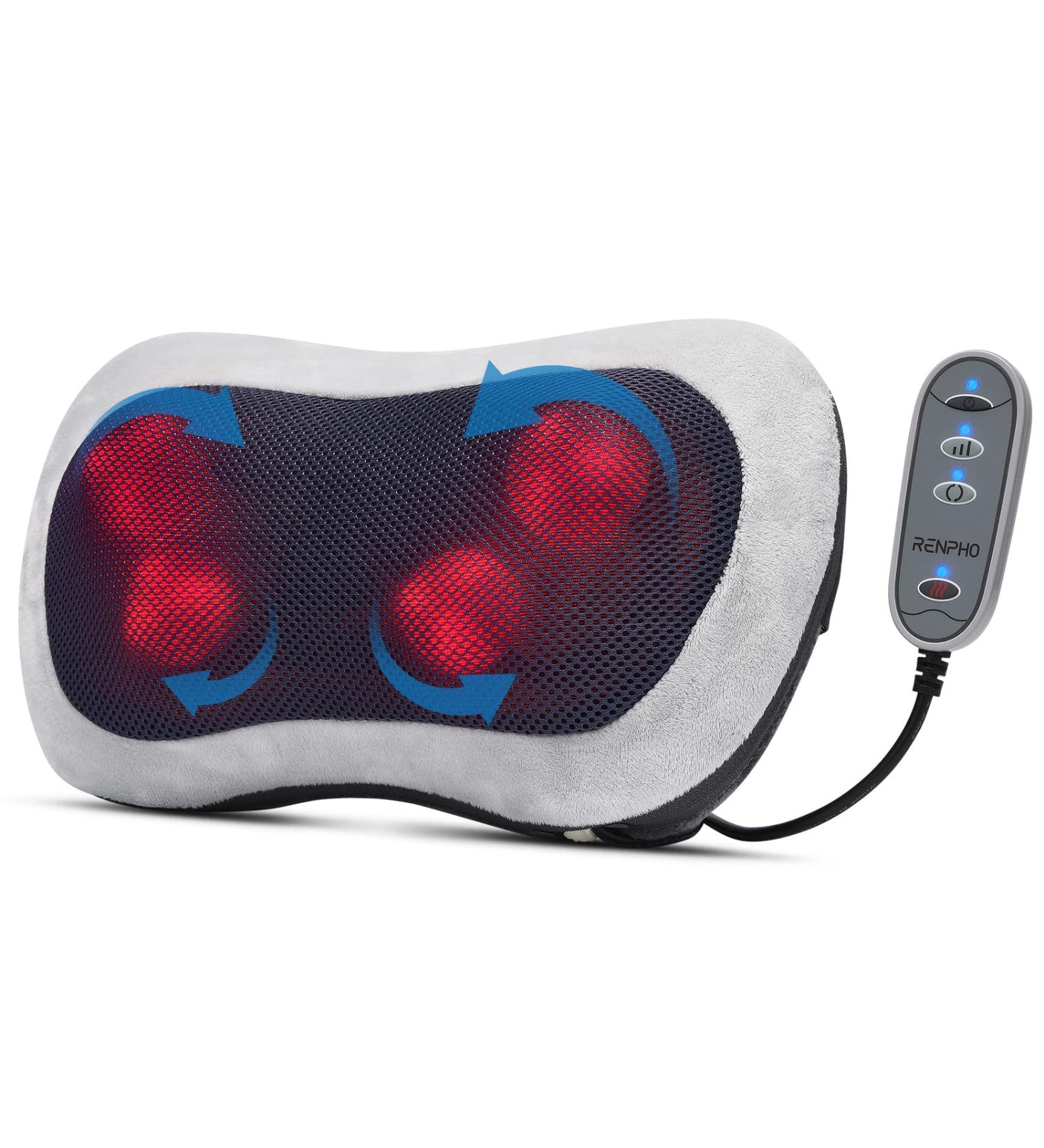 RENPHO Shiatsu Back Massager with Heat - Deep Tissue Kneading for Neck, Back, Shoulder - Relaxation Gift for Mom & Dad - Home & Office Use - Buy Online on GoSupps.com