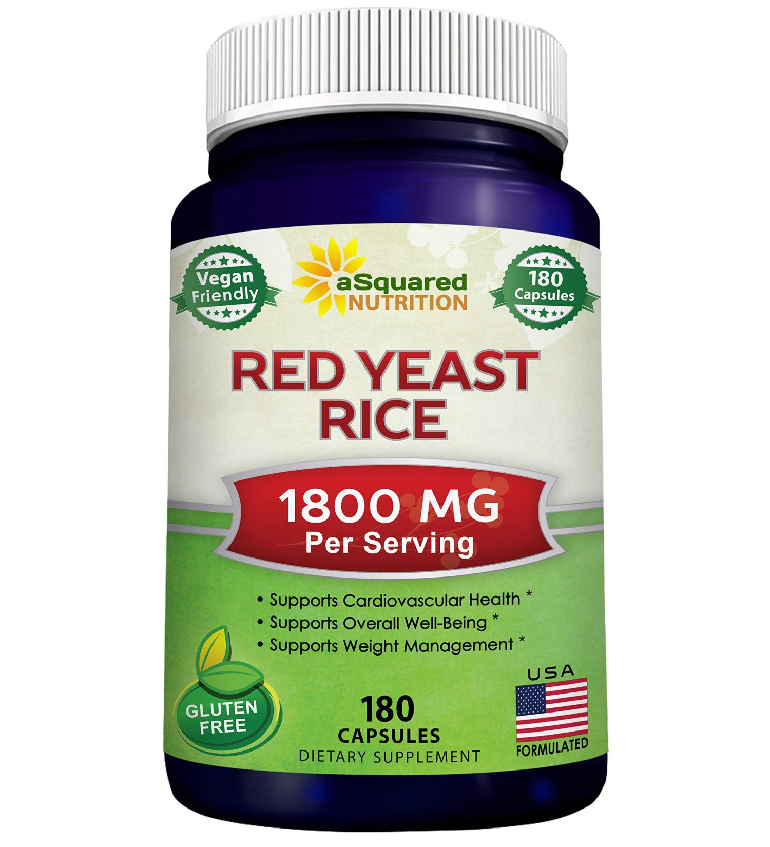 Red Yeast Rice 1800mg - Vegan Cardiovascular Health Support - 180 Veggie Capsules - Buy Online on GoSupps.com