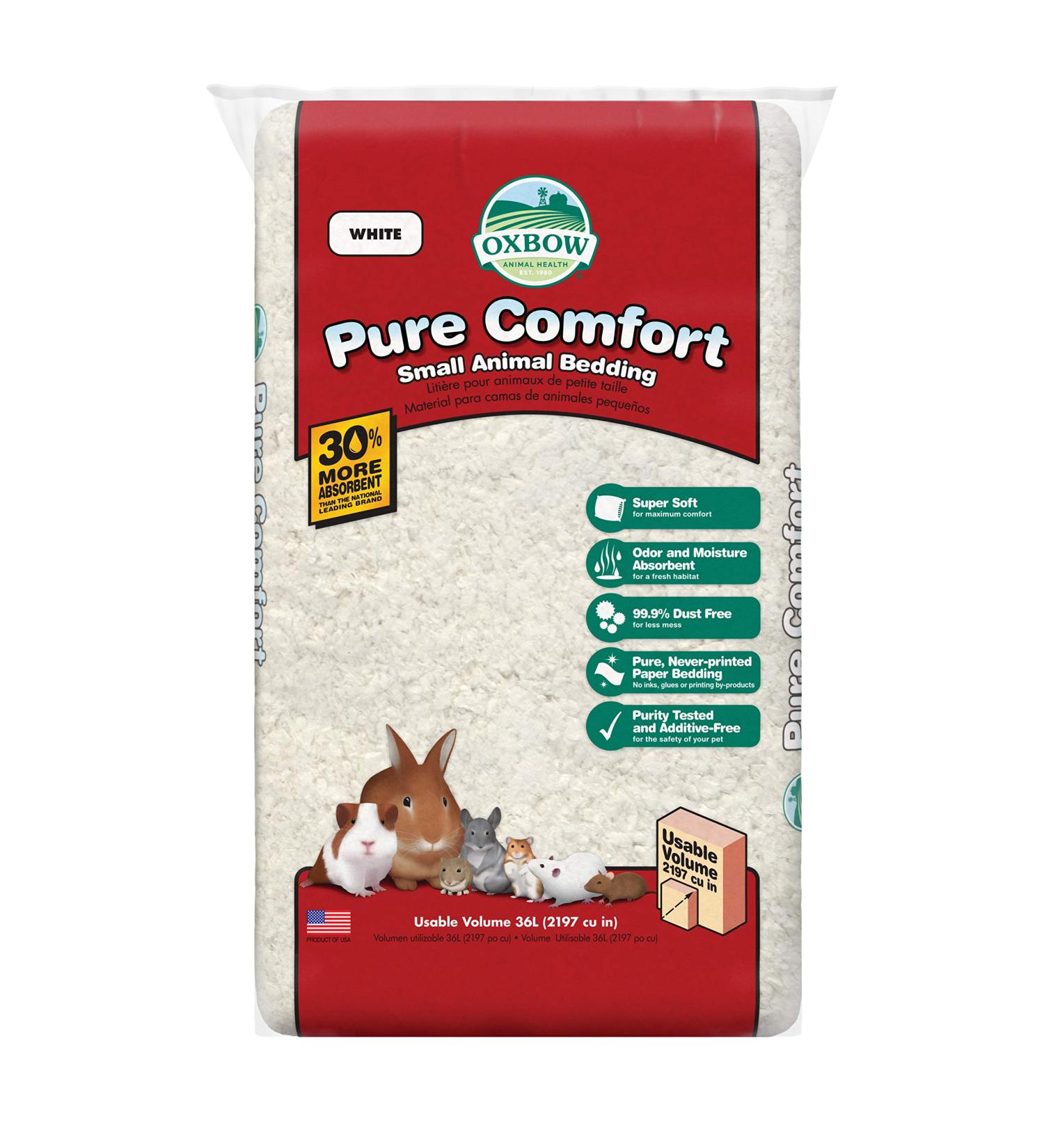 Oxbow Pure Comfort Small Animal Bedding 36L - Odor & Moisture Absorbent, Dust-Free White Bedding - Buy Online on GoSupps.com