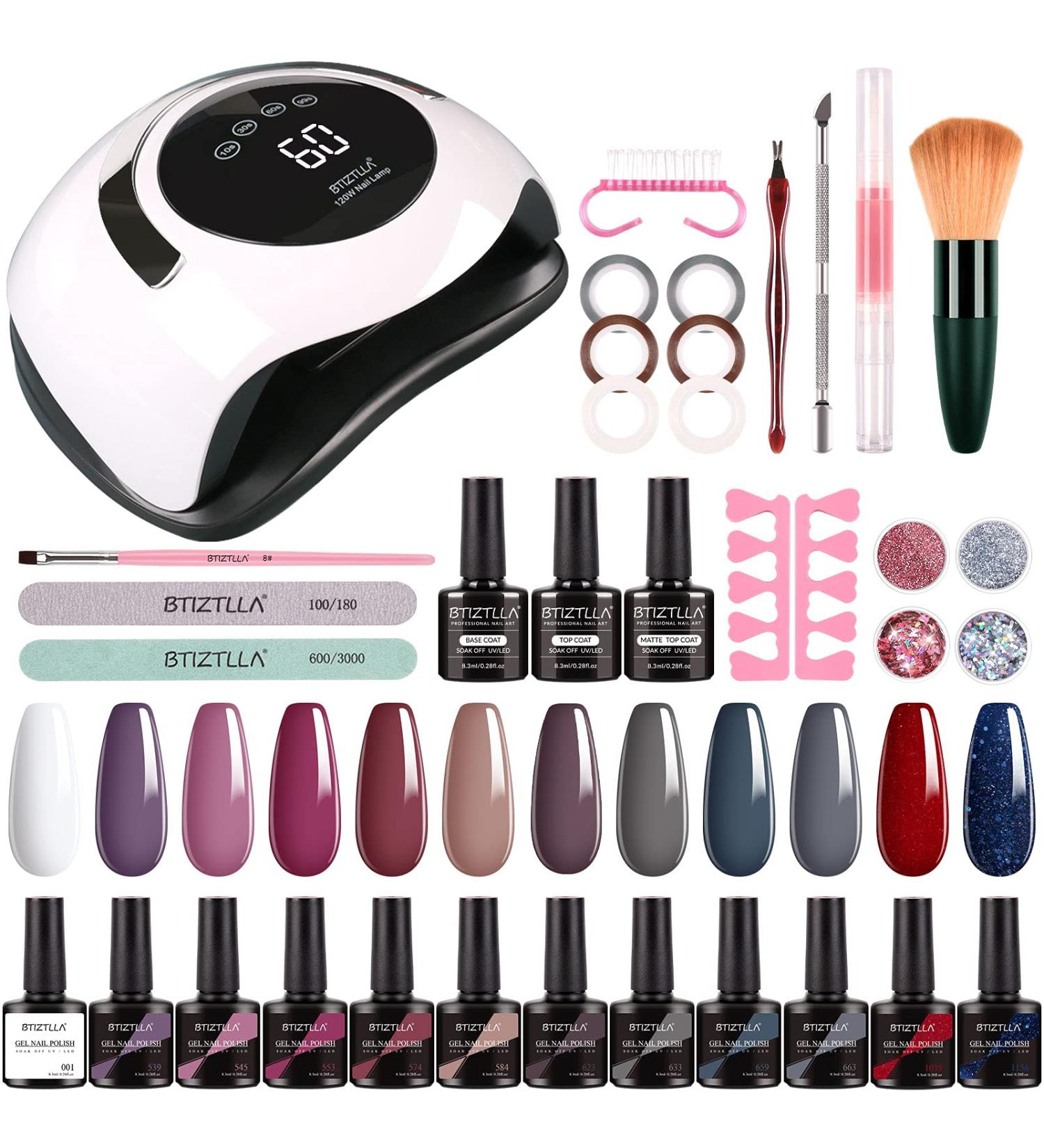 Btiztlla Gel Nail Polish Kit - 12 Colors, UV LED Nail Lamp & Tools | Nail Art Starter Set - Buy Online on GoSupps.com