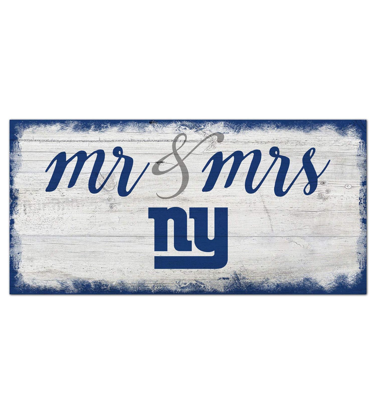 Fan Creations NFL New York Giants Unisex New York Giants Script Mr & Mrs Sign, Team Color, 6 x 12