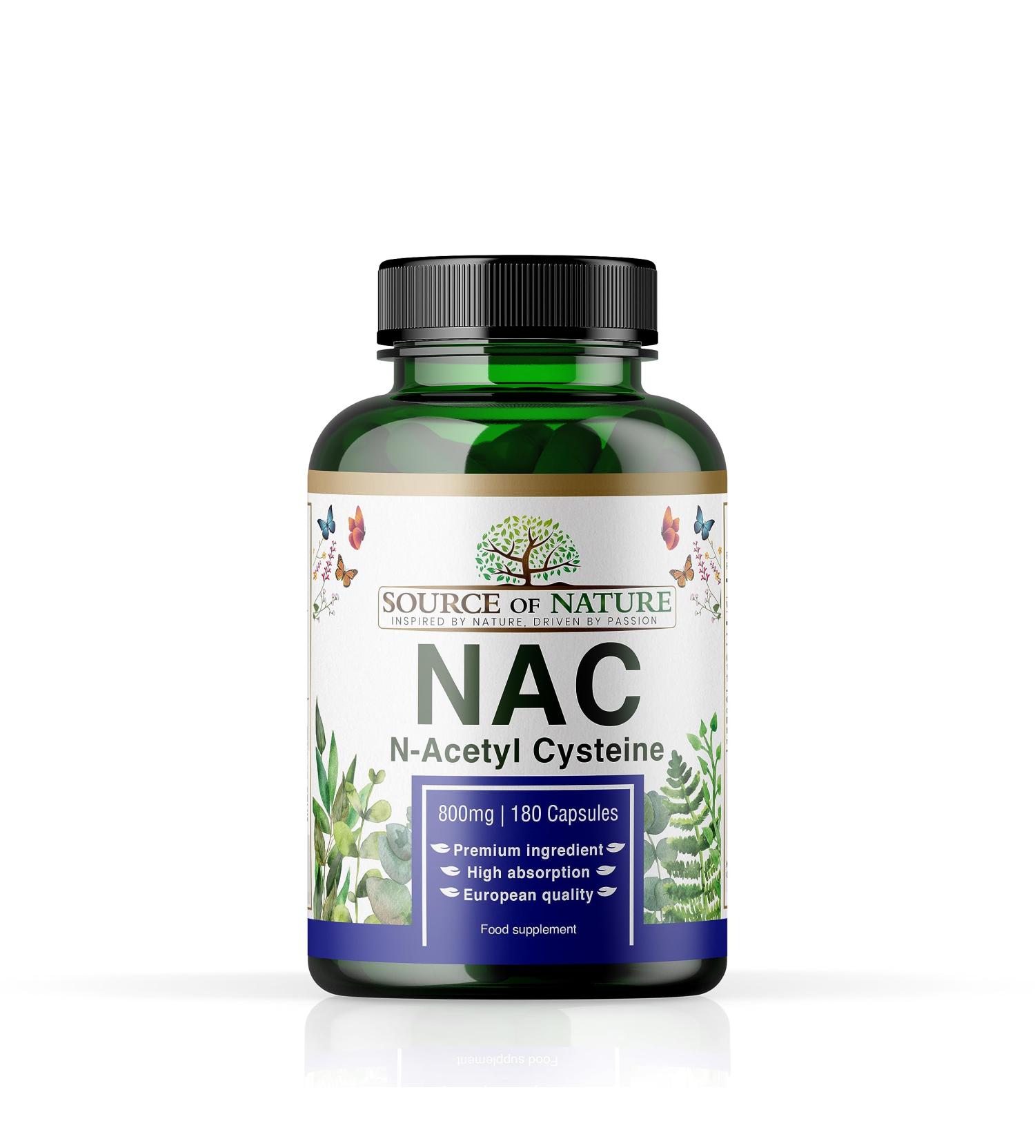 NAC 800mg 180 Capsules | Source of Nature | N-Acetyl Cysteine | Vegan | EU Production - Buy Online on GoSupps.com