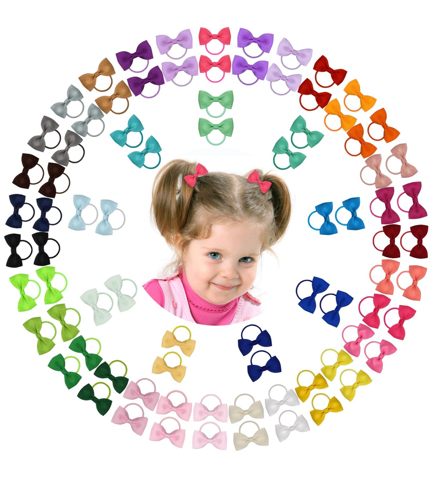 Midodo 80pcs Elastic Hair Loops for Baby Girls - Grosgrain Ponytail Holders & Headbands for Toddlers - Buy Online on GoSupps.com