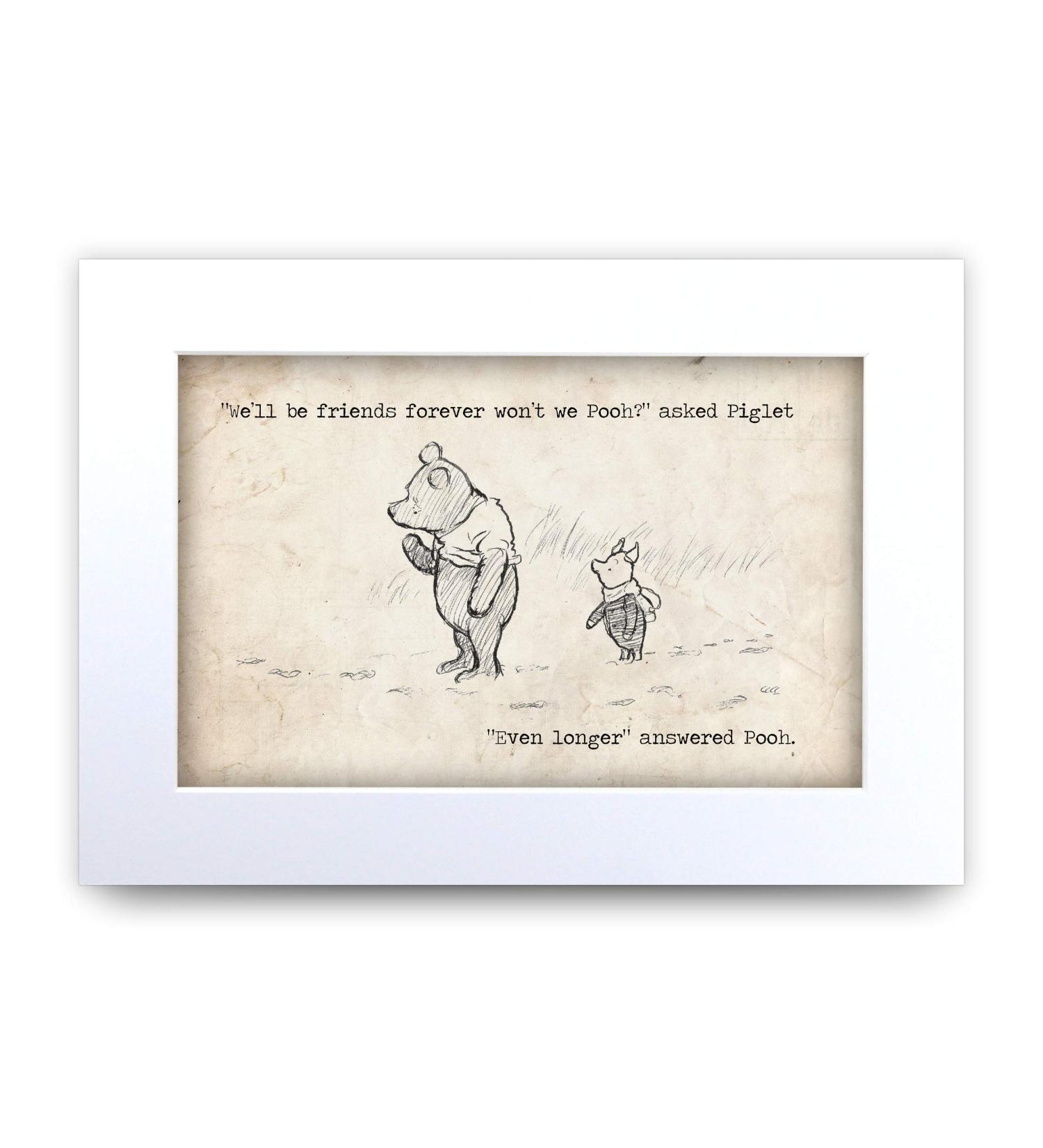 HWC Trading Winnie the Pooh Friends Forever A4 Printed Quote Nursery Print Baby Shower Room Gifts New Born Bedroom Gift Print Photo Picture Display (Unframed) Forever