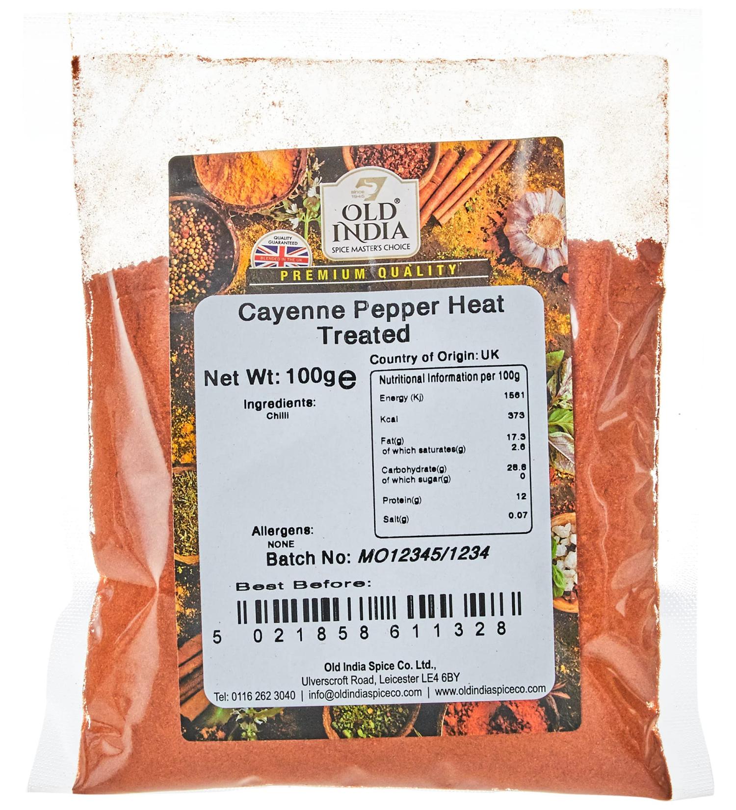 Old India Cayenne Pepper Heat Treated 100g - Spicy Seasoning for Culinary Delights - Buy Online on GoSupps.com