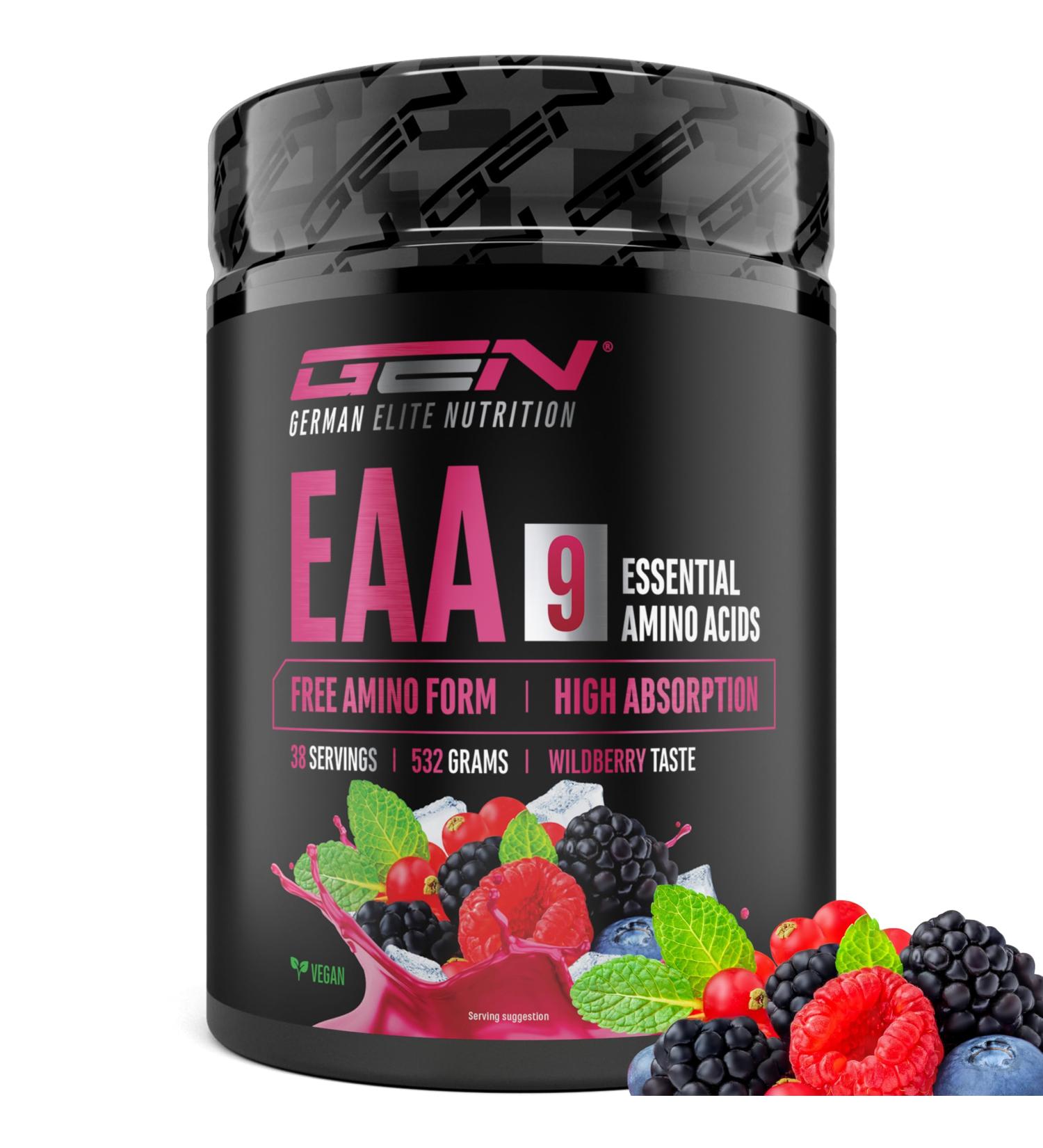  GEN GERMAN ELITE NUTRITION EAA powder 532g (38 servings) - The 9 essential amino acids incl. histidine & BCAA - Human Code formula - Vegan - Very good s - Buy Online on GoSupps.com