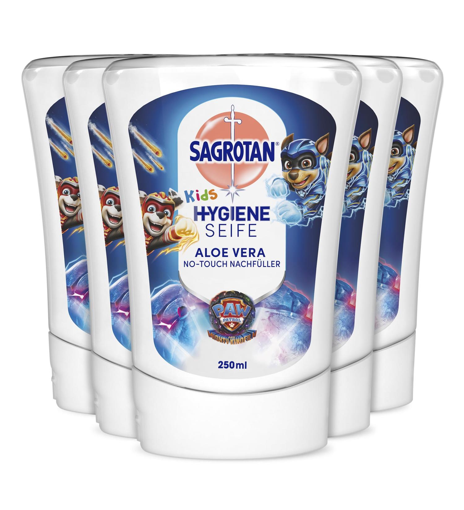 Sagrotan No-Touch Kids Refiller Aloe Vera - Paw Patrol Edition | 5 x 250 ml Automatic Soap Dispenser Hand Soap (1.25 L) - International Shipping Available - Buy Online on GoSupps.com
