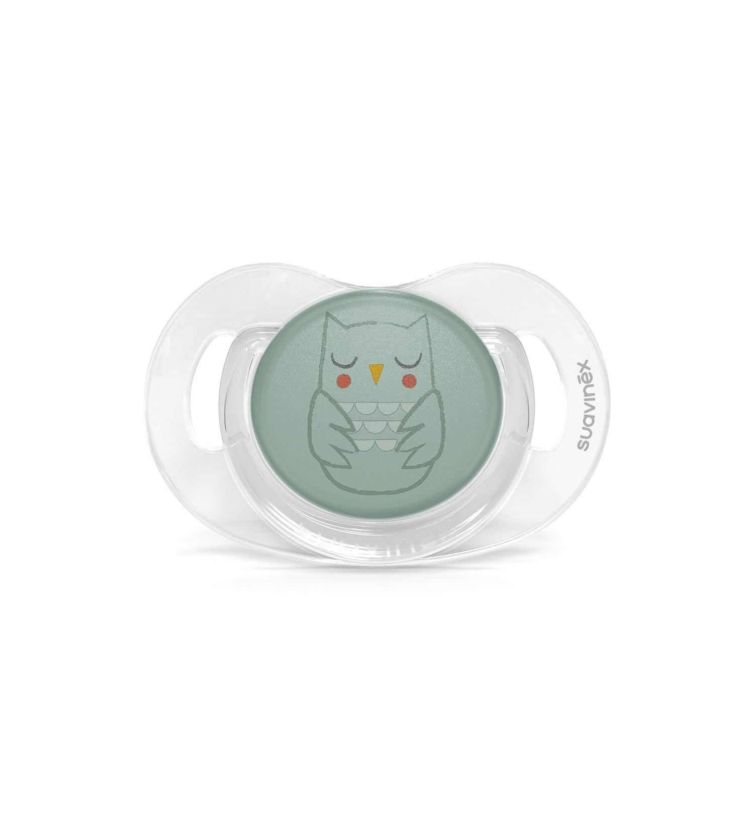 Suavinex Bonhomia Flat Owl Green Silicone Pacifier for 0-6 Months | International Shipping Available - Buy Online on GoSupps.com