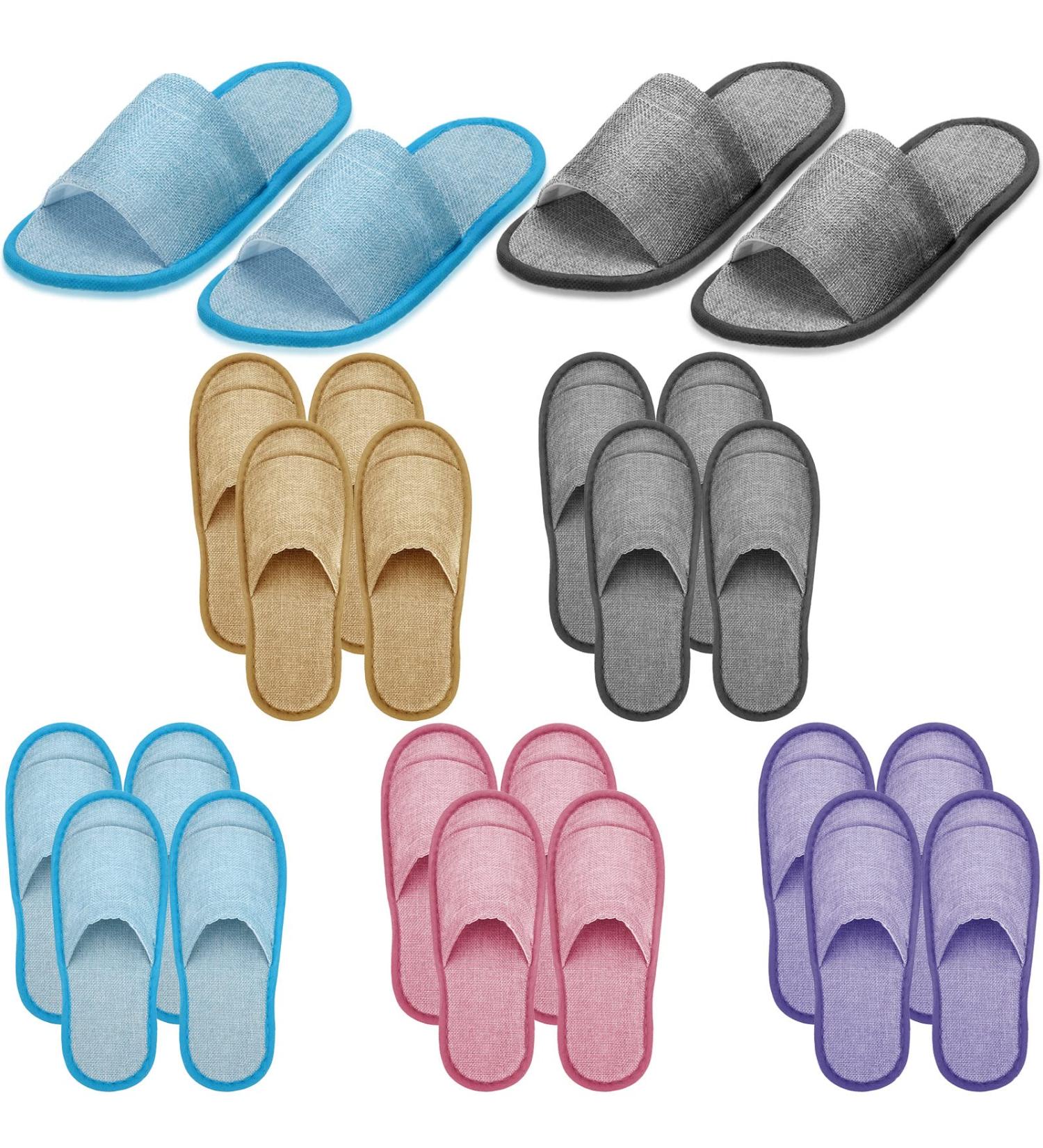 10 Pairs Washable Disposable Non-Slip Spa Slippers - Unisex Closed Toe Slippers for Hotel & Home - 11.3 x 4.3 Inches - Buy Online on GoSupps.com