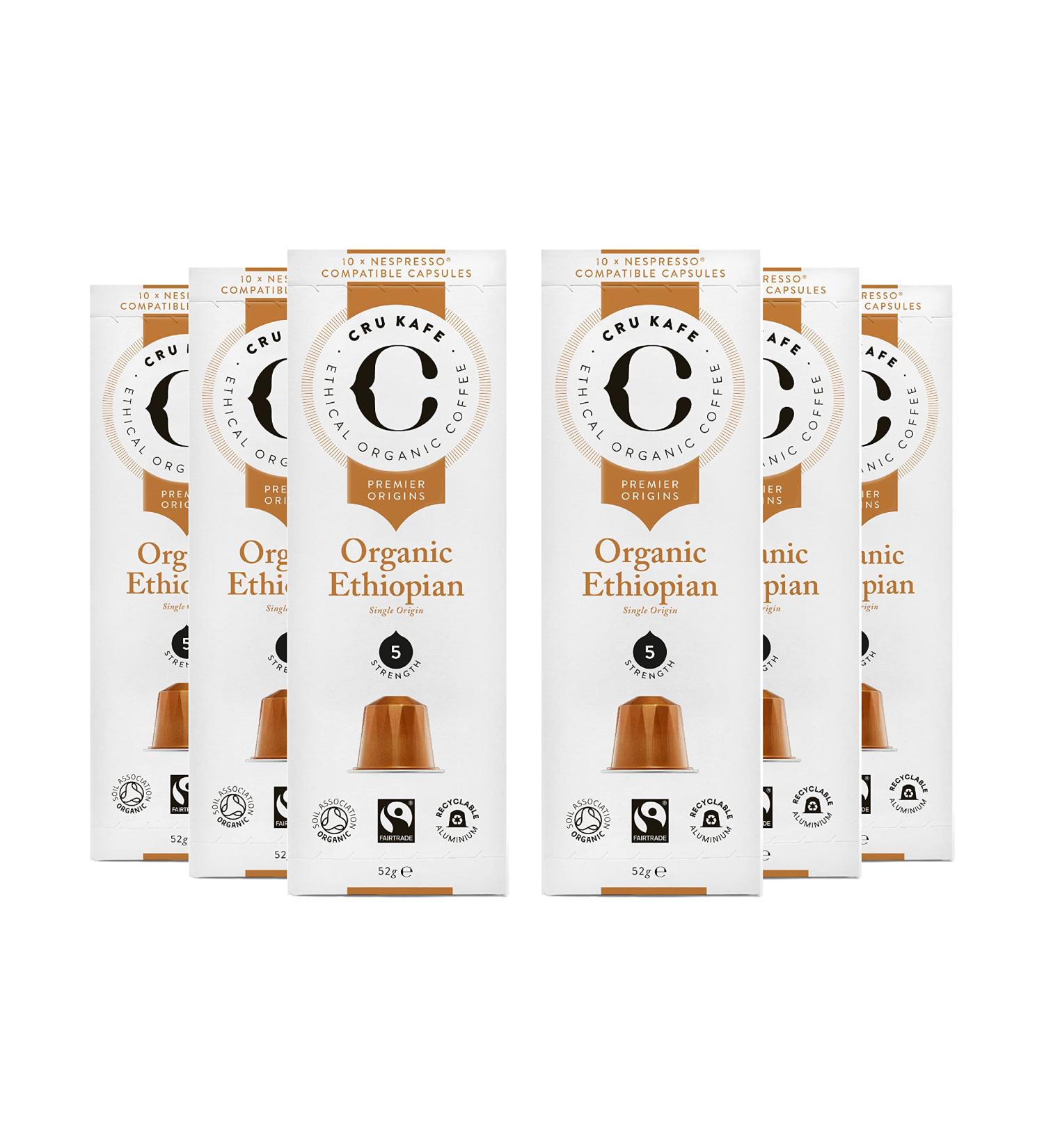 CRU Kafe Ethiopian Nespresso Original-Line Compatible Coffee Capsules 60 Pods