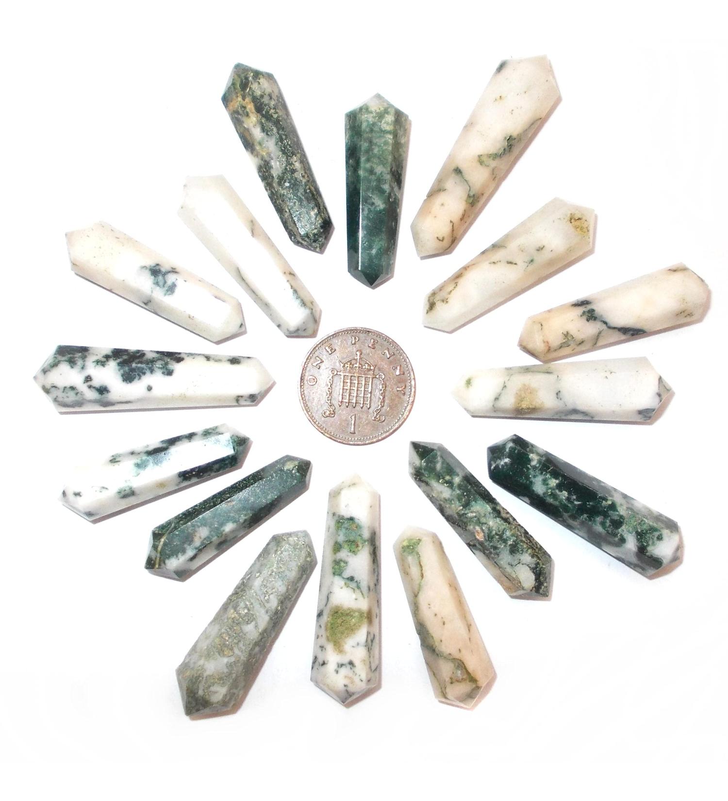 1 x Faceted DT Crystal Vogel Wand Point 30-40mm (Tree Agate)