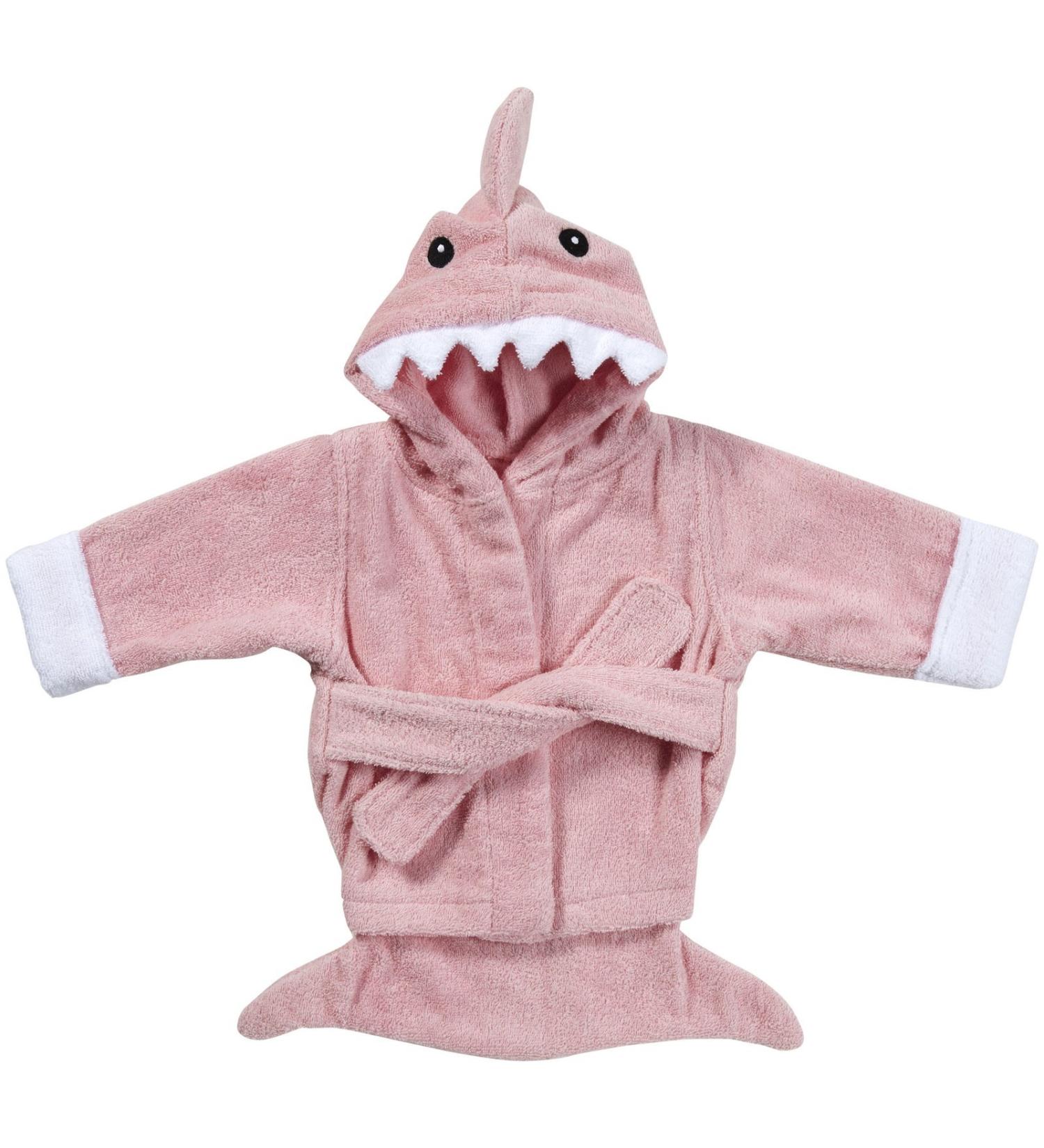 Baby Aspen Pink Baby Shark Hooded Towel - Terry Cotton Spa Robe for Newborns | Let The Fin Begin Baby Beach Towel - Buy Online on GoSupps.com