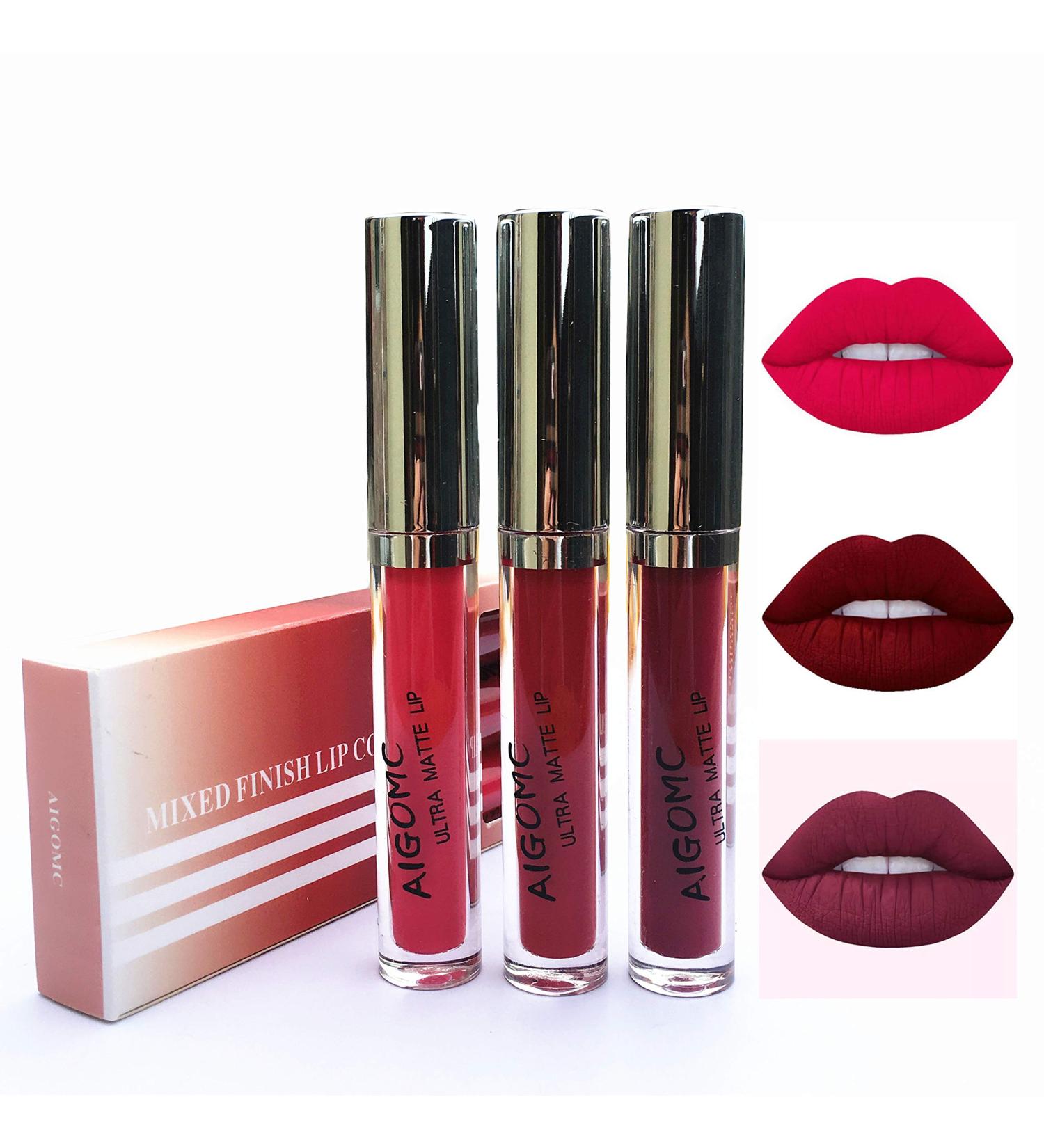 3 Pieces Waterproof Matte Lip Gloss Set - Long Lasting Moisturizing Lipstick - Sexy Makeup Cosmetics | #04 - Buy Online on GoSupps.com
