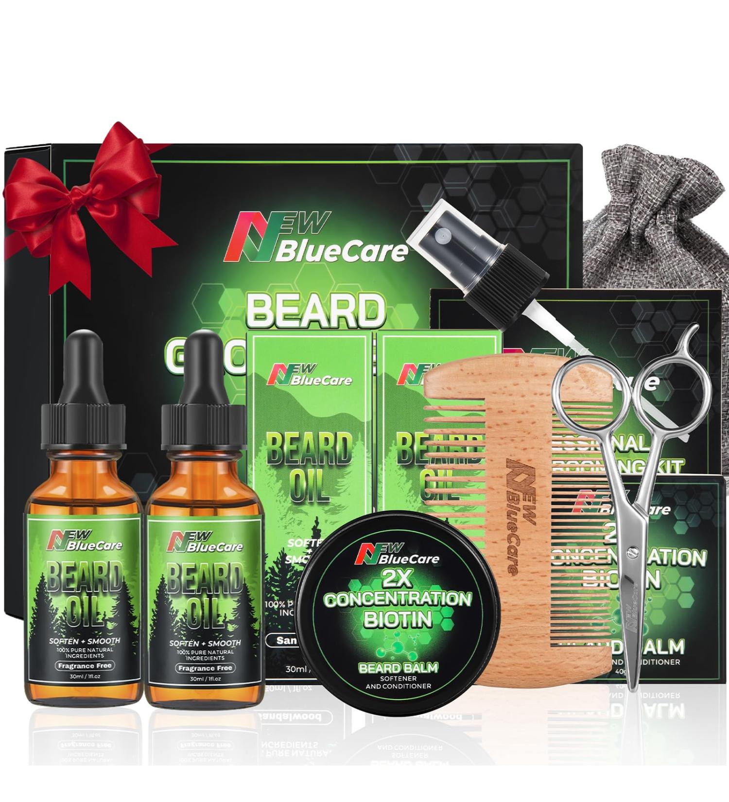 Beard Care Kit for Men | Premium Beard Oil Balm Comb & Scissors | Best Grooming & Trimming Gift for Dad Husband Boyfriend - Buy Online on GoSupps.com