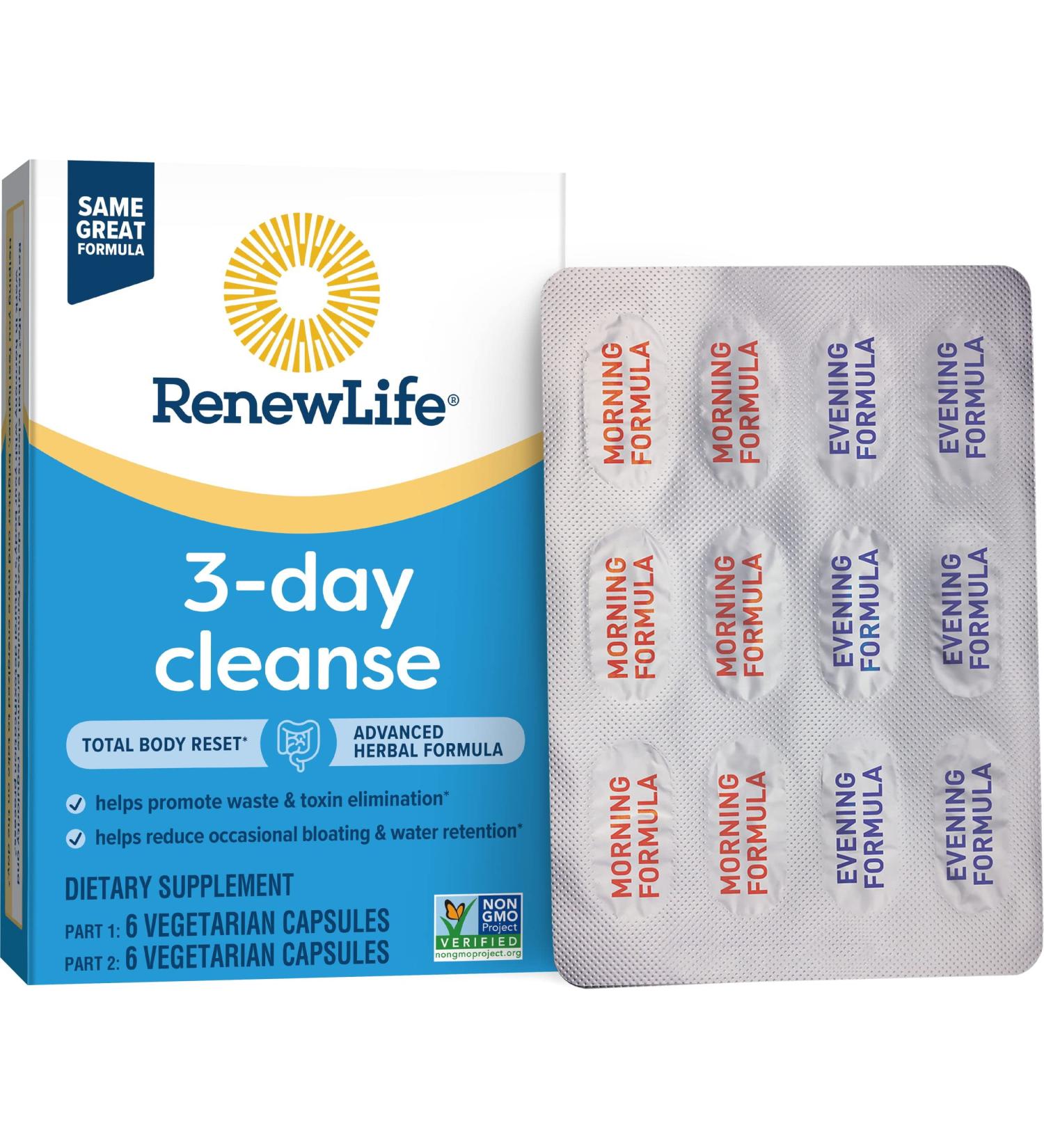 Renew Life Total Body Reset 3-Day Cleanse Supplement - 12 Vegetarian Capsules for Detox - International Shipping - Buy Online on GoSupps.com