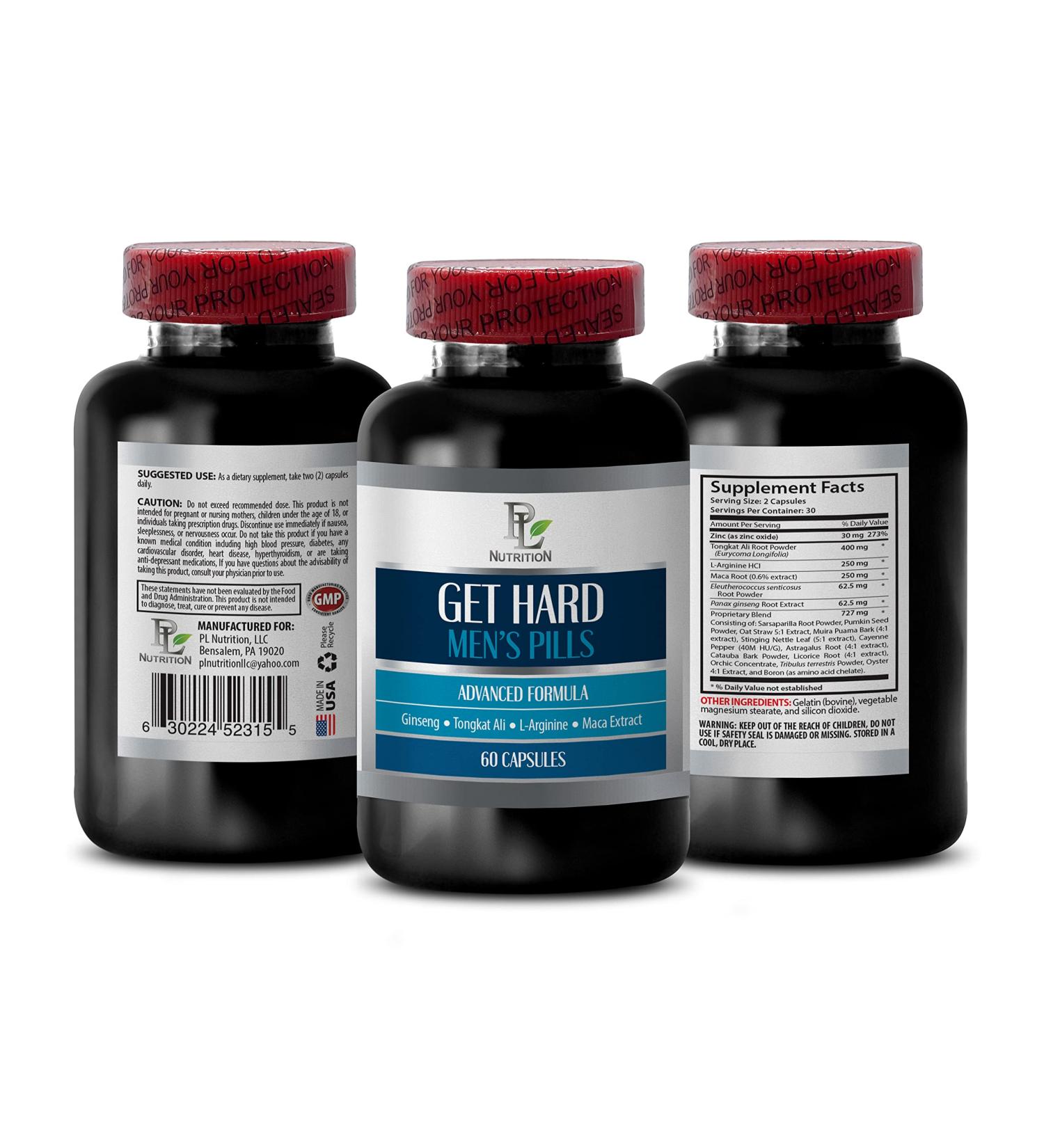 GET HARD - Male Stamina Pills with L-Arginine, Maca Root & Tongkat Ali - 60 Capsules - Buy Online on GoSupps.com