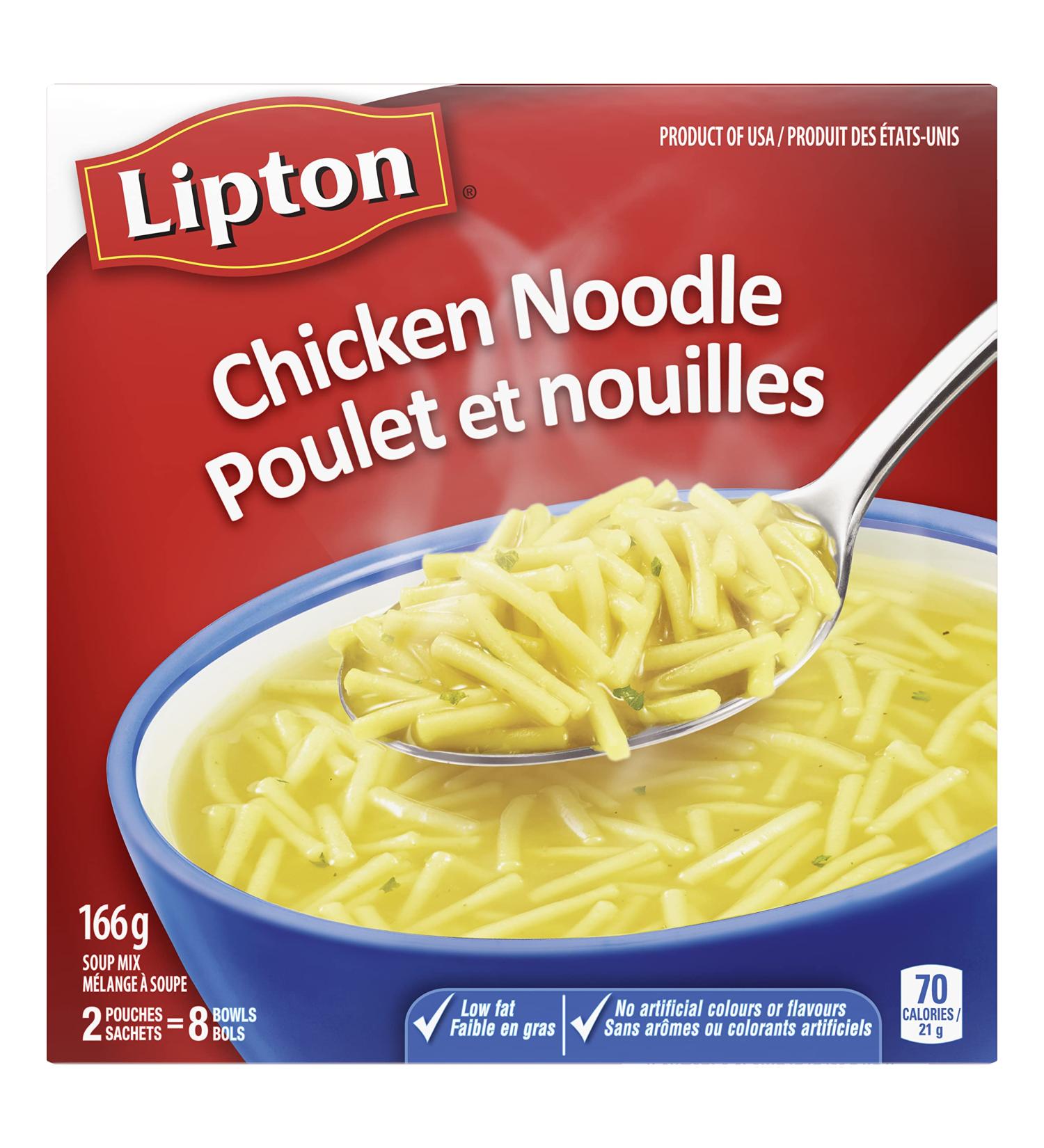 Lipton Dry Soup Mix for a quick classic noodle soup Chicken Noodle low fat and no artificial flavours or colours 166 g Pack of 2 166 g (Pack of 1) - Buy Online on GoSupps.com