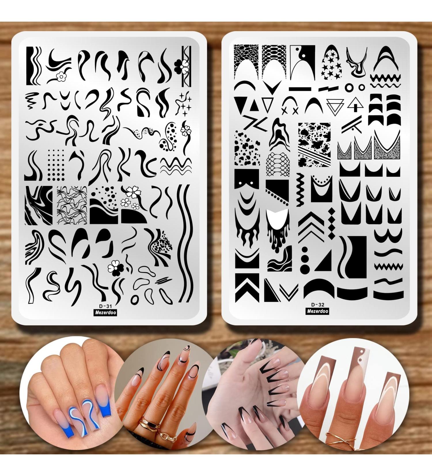 Abstract Stenciled Nail Art Made Easy