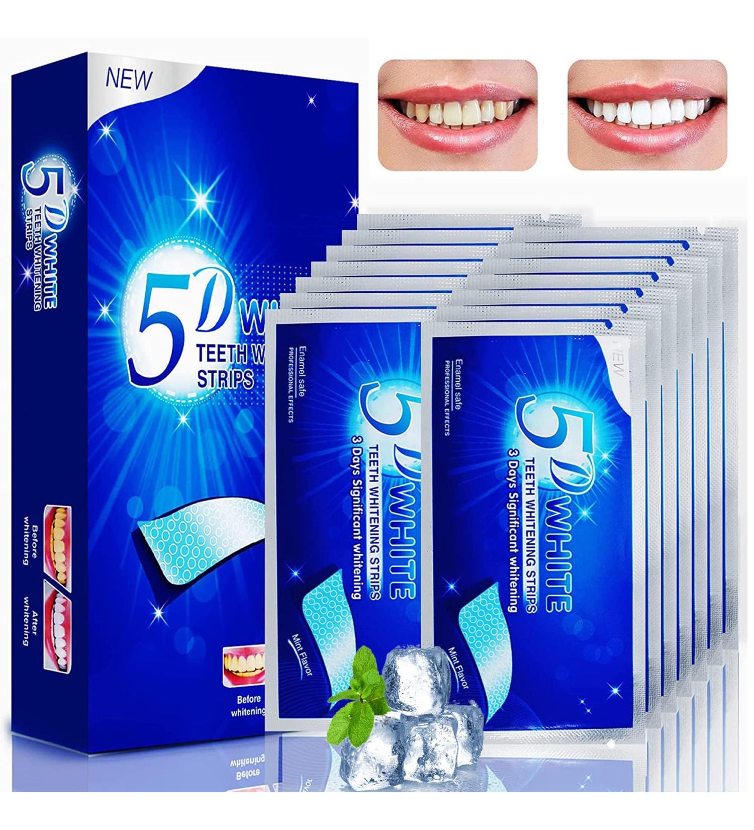 Bright White Teeth Whitening Strips - 28 Tooth Bleaching Stripes for Yellow Teeth with Mint Flavor - International Shipping Available - Buy Online on GoSupps.com