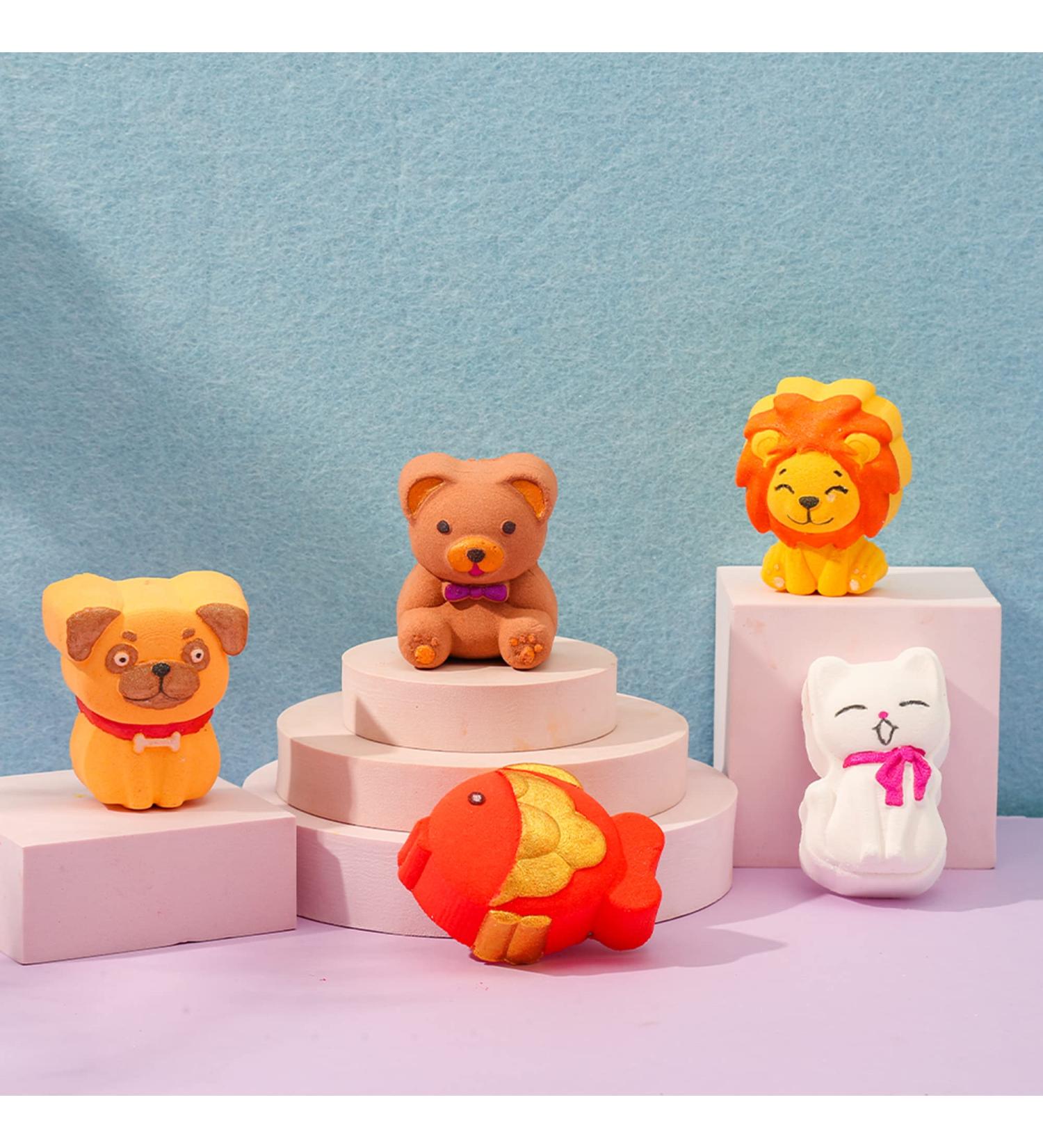 MISHIU 5 Pack Large Animal Shape Bath Bombs Gift Set - Handmade Tea Tree Cedar Scented Bubble Bombs - Safe for Boys Girls - Holiday and Birthday Bath Balls - Buy Online on GoSupps.com
