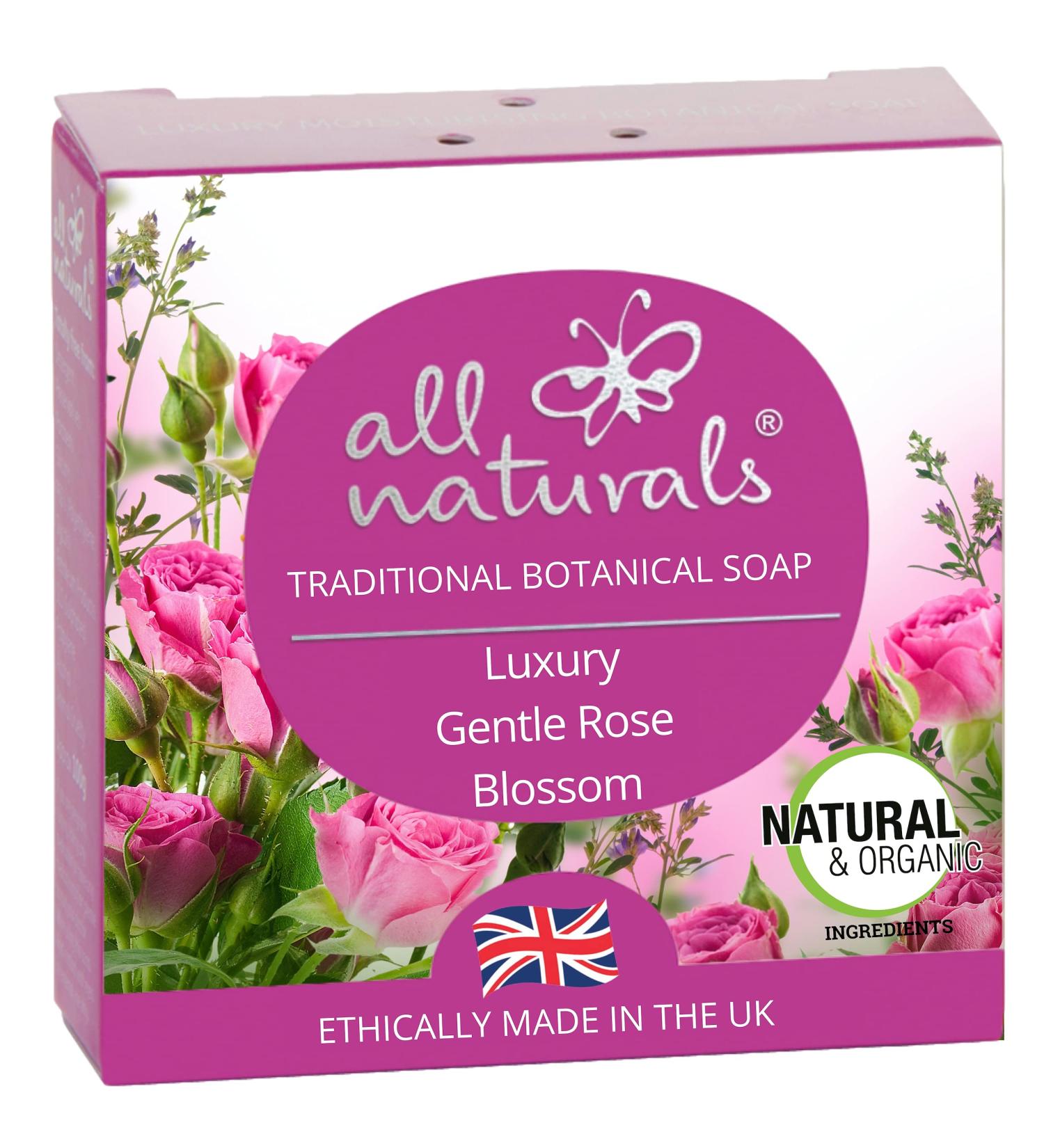 All Naturals Soap Natural & Organic Vegan with Soothing Jojoba Rosehip Shea Butter Cocoa Butter for Children and Sensitive Skin 100g (Rose Blossom) - Buy Online on GoSupps.com