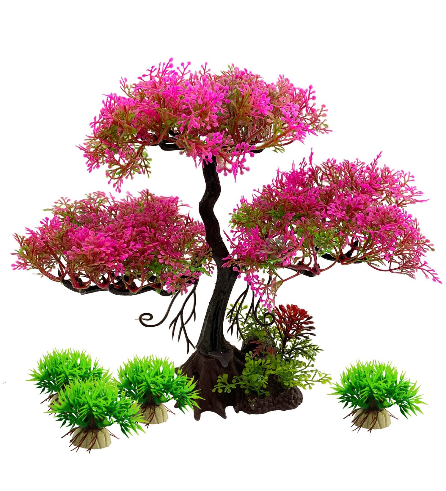 MiukingPet Artificial Aquatic Plants - Pink Fish Tank Decor for Office and Home Aquariums - Buy Online on GoSupps.com