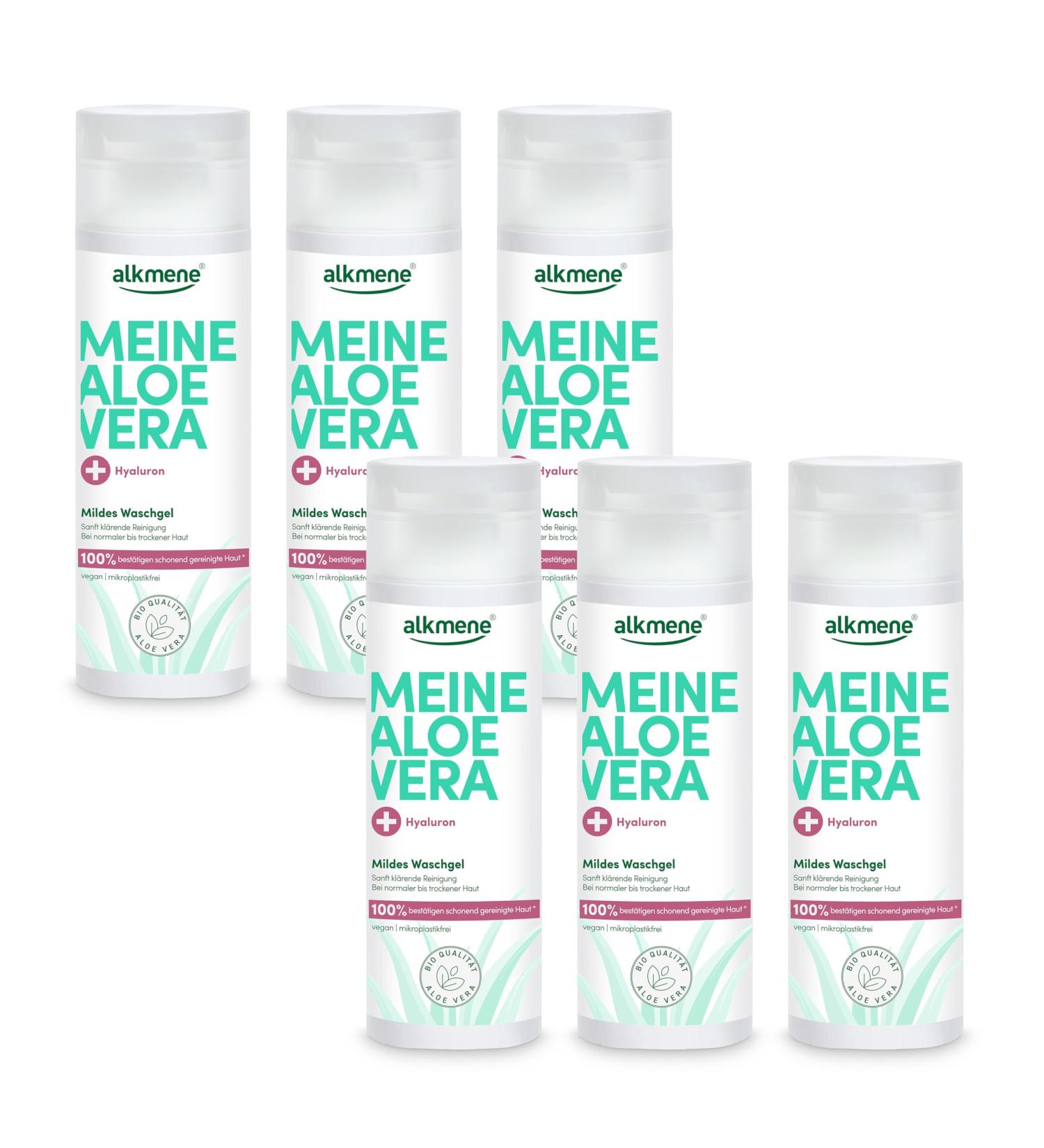  Alkmene alkmene Gentle Facial Cleansing Gel Aloe Vera with Hyaluronic Acid 200ml - Vegan Face Wash for Normal & Dry Skin - Facial Cleansing Gel - 6 Pack - Buy Online on GoSupps.com