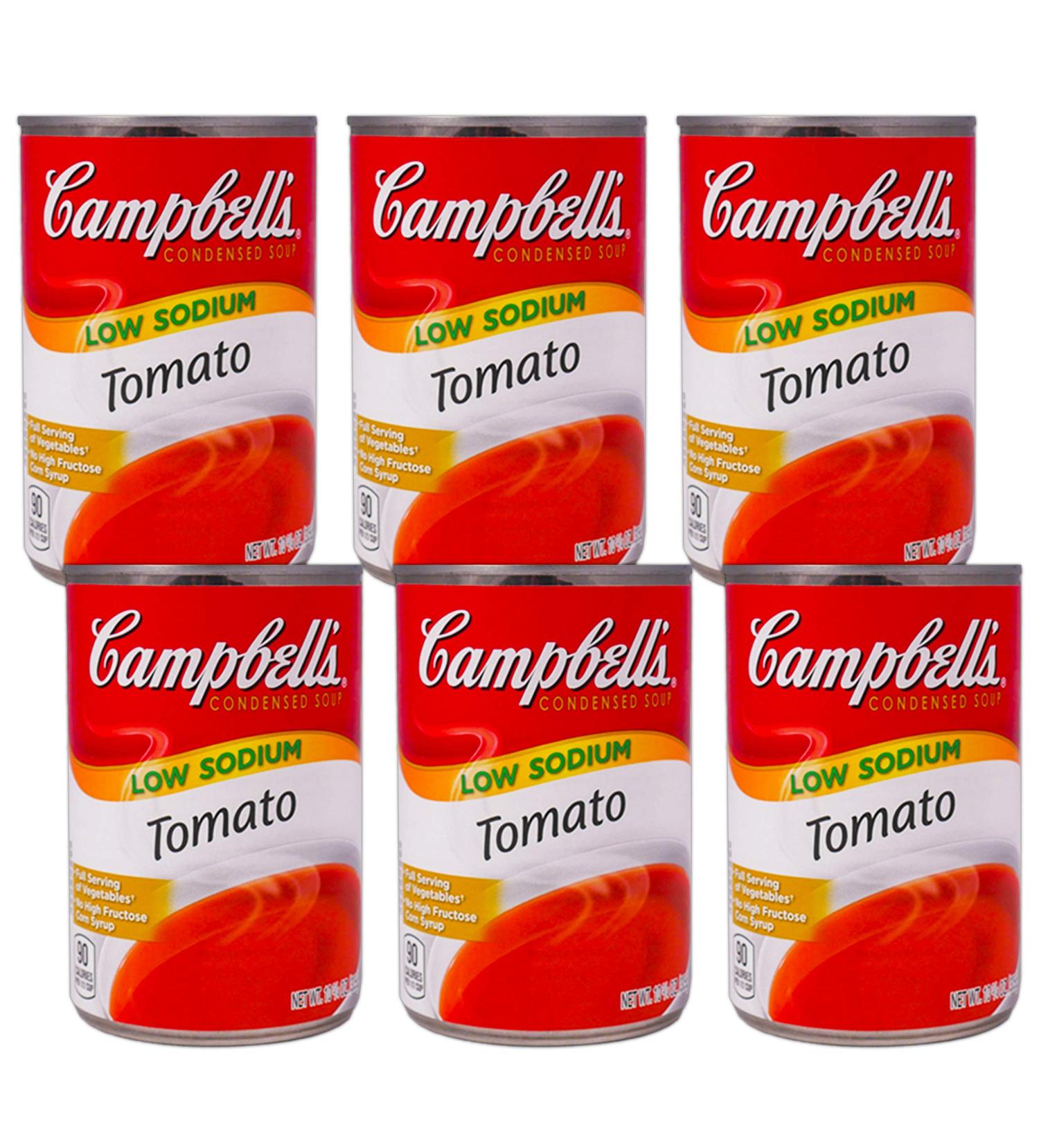 Campbell's Less Sodium Tomato Soup 10.75oz Condensed Can - Pack of 6 - Buy Online on GoSupps.com