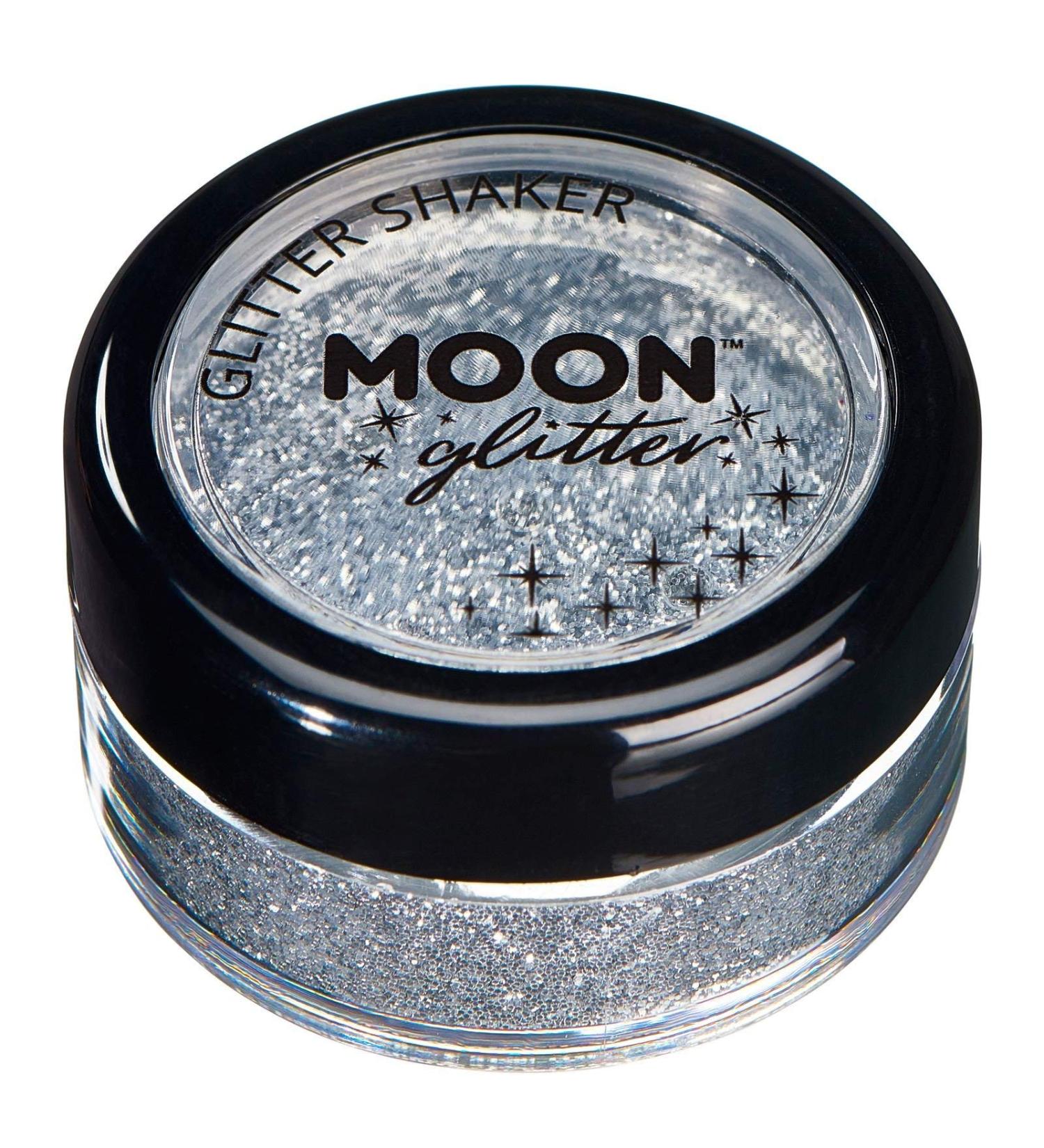 Moon Glitter Classic Fine Silver Glitter Shaker - 5g | Cosmetic Festival Makeup for Face, Body, Nails, Hair, Lips - Buy Online on GoSupps.com