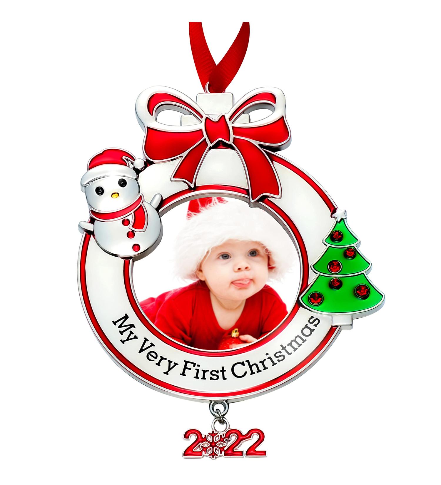 Baby's First Christmas Photo Ornament 2022 My Very First Christmas Photo Frame Xmas Baby's 1st Keepsake Picture Ornaments for Newborn Baby Hanging Christmas Tree Decor for Holiday (Round  1 Piece) 1 Round - Buy Online on GoSupps.com