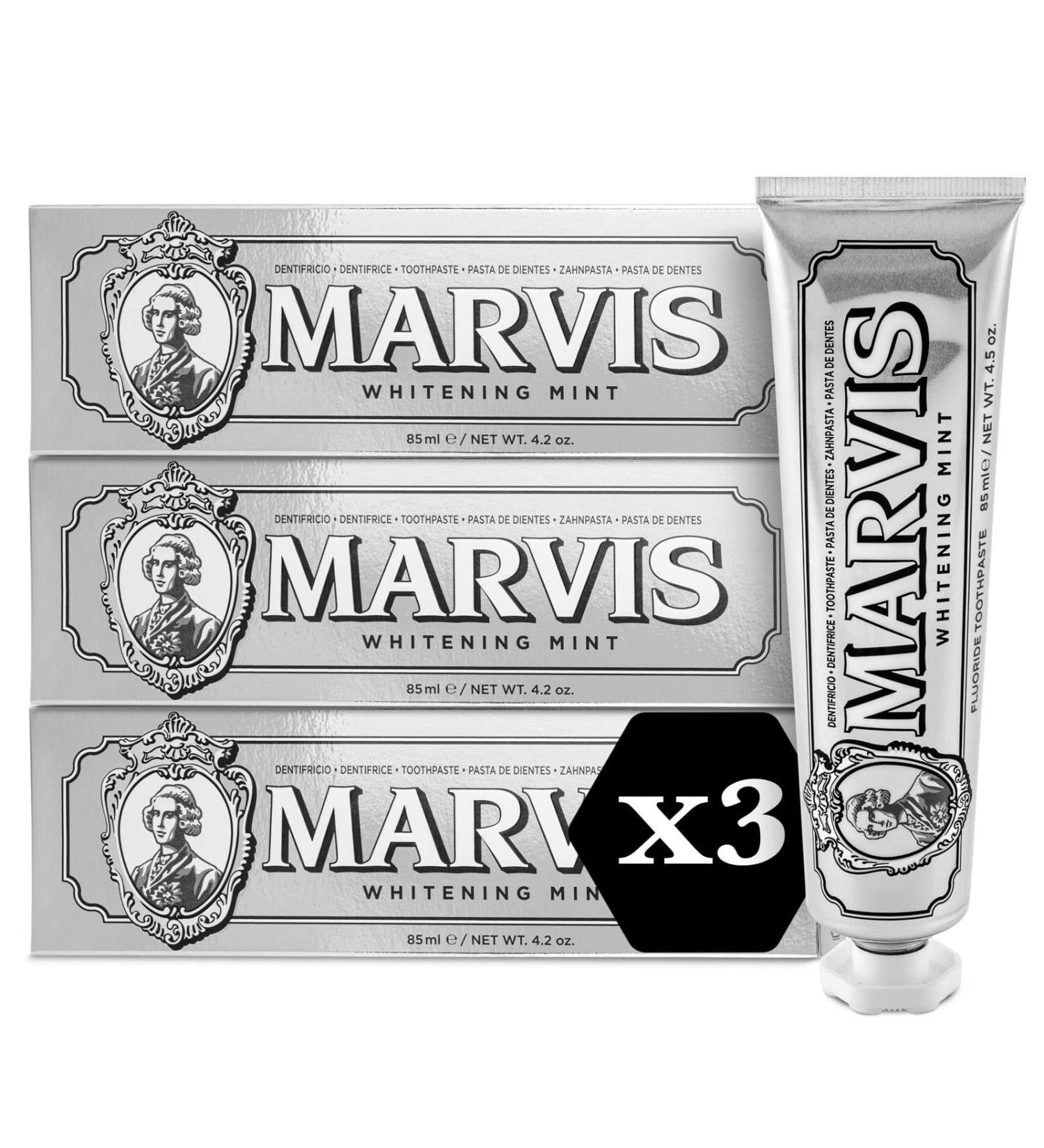 Marvis Whitening Mint Toothpaste - 3 x 85 ml | Natural Whitening Plaque Removal & Long-Lasting Freshness - International Shipping - Buy Online on GoSupps.com