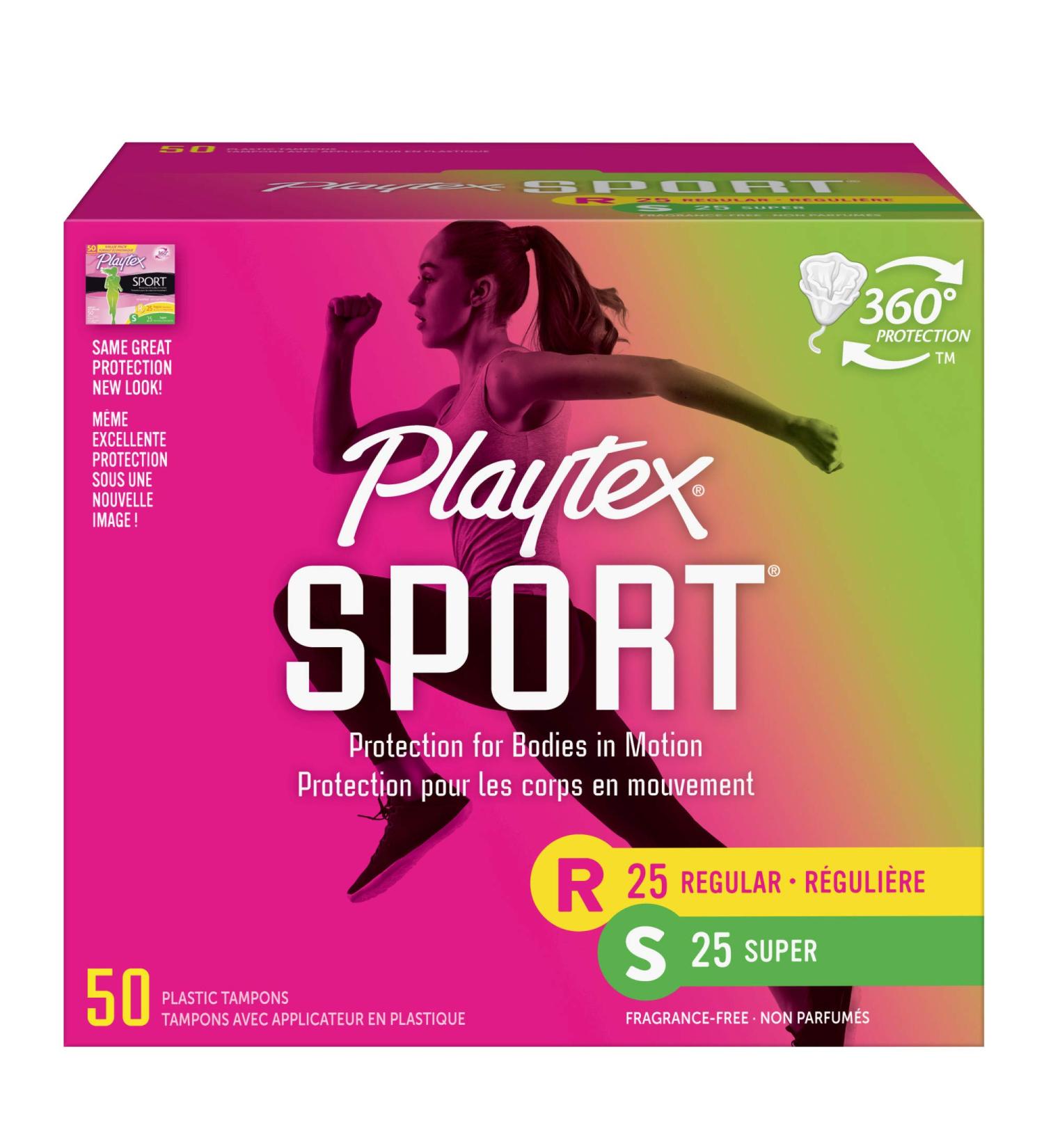 Playtex Sport Tampons with Flex-Fit Technology Regular & Super Multi Pack Unscented - 50 Count - Buy Online on GoSupps.com