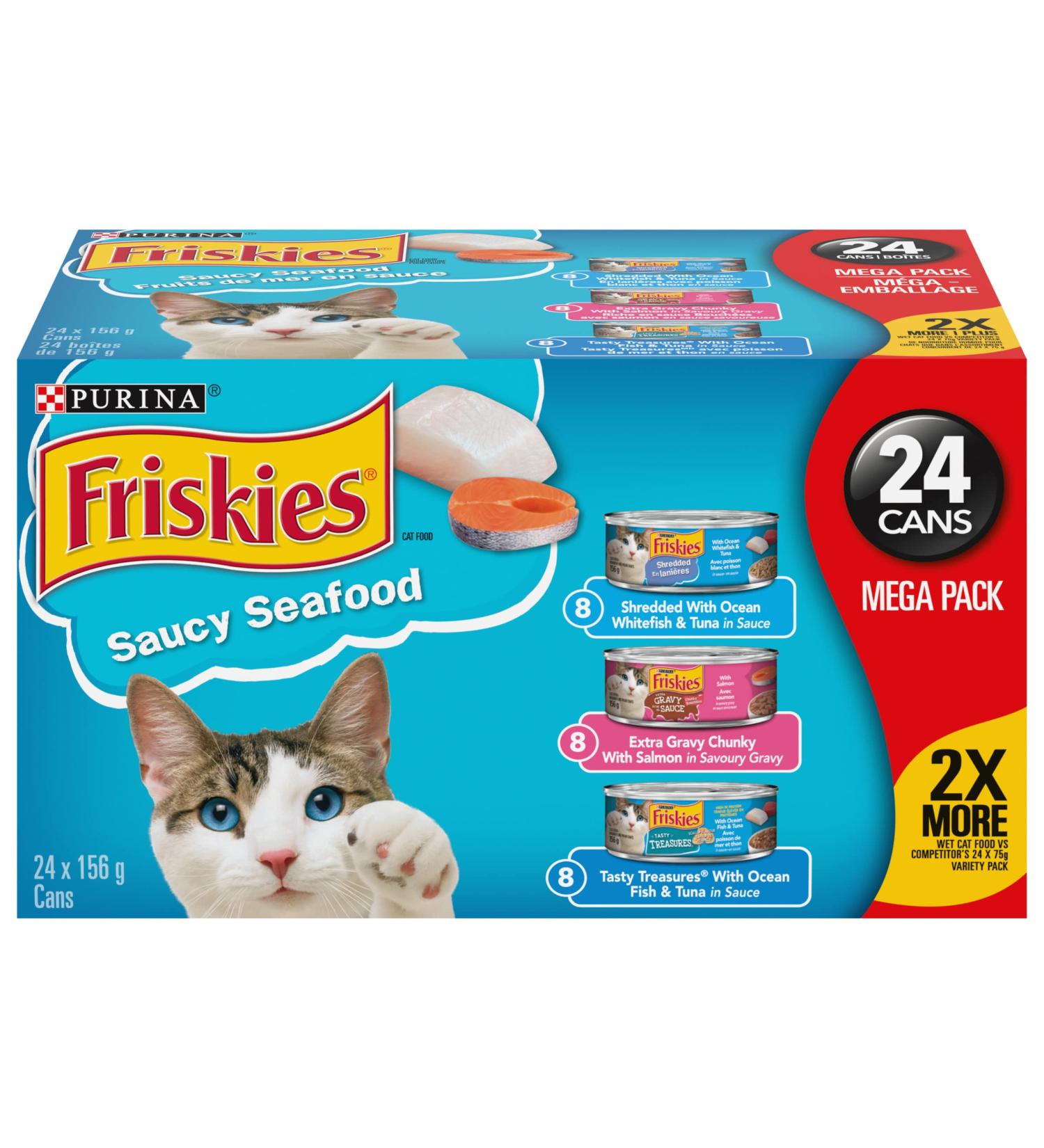 Friskies Saucy Seafood Wet Cat Food Variety Pack 3 Flavours - 156 g Can (24 Pack) Pet Food