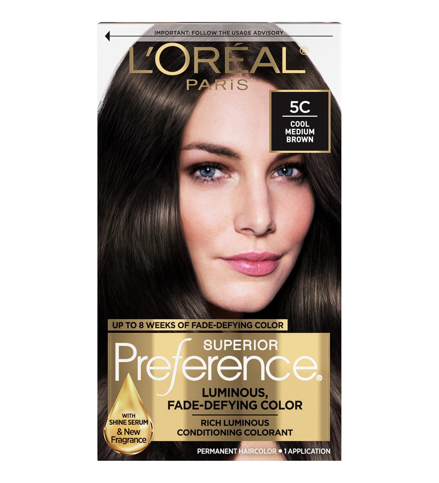 L'Oreal Paris Superior Preference 5C Cool Medium Brown Hair Dye - Fade-Defying + Shine, 1 Pack - Buy Online on GoSupps.com