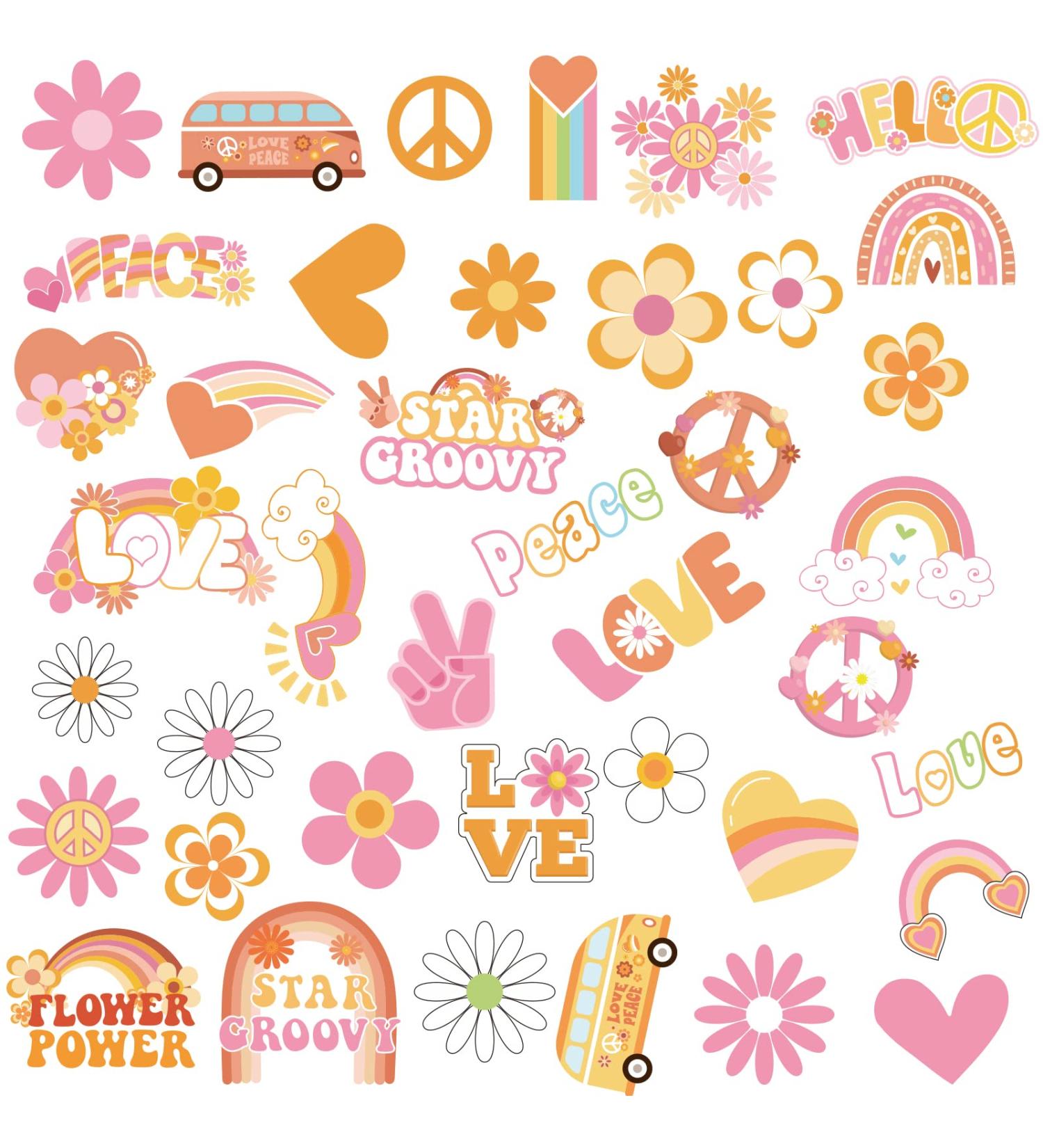 Hippie Theme Temporary Tattoos Stickers - 280pcs Assorted Groovy Designs for Adults & Kids | 70's Theme Body Stickers - Ideal for Hippie Parties & Festivals - Buy Online on GoSupps.com