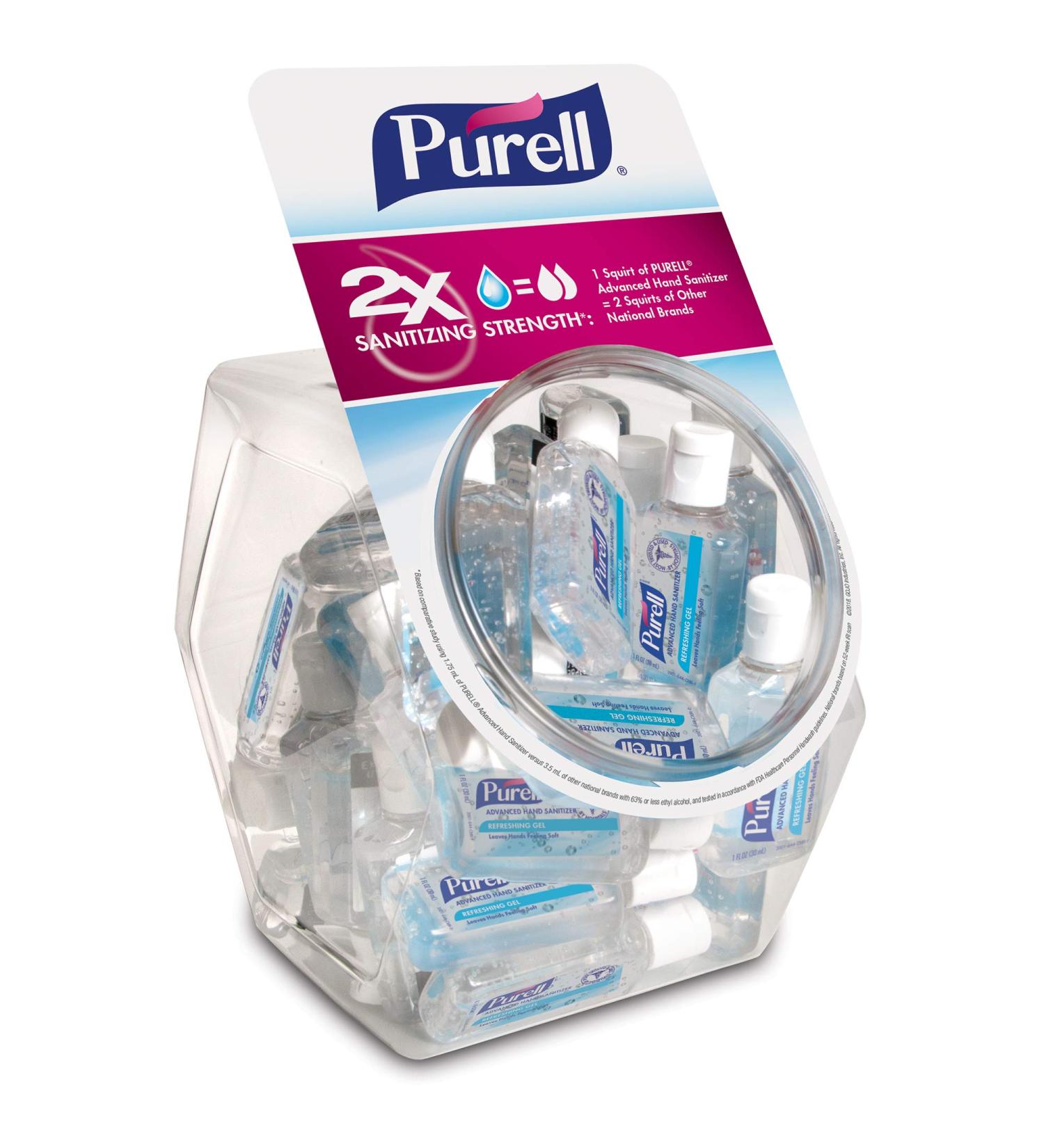 Purell Advanced Hand Sanitizer 1 Fl Oz Travel Size Flip-Cap Bottle (Pack of 36) - Clean Scent - Display Bowl Included - Buy Online on GoSupps.com