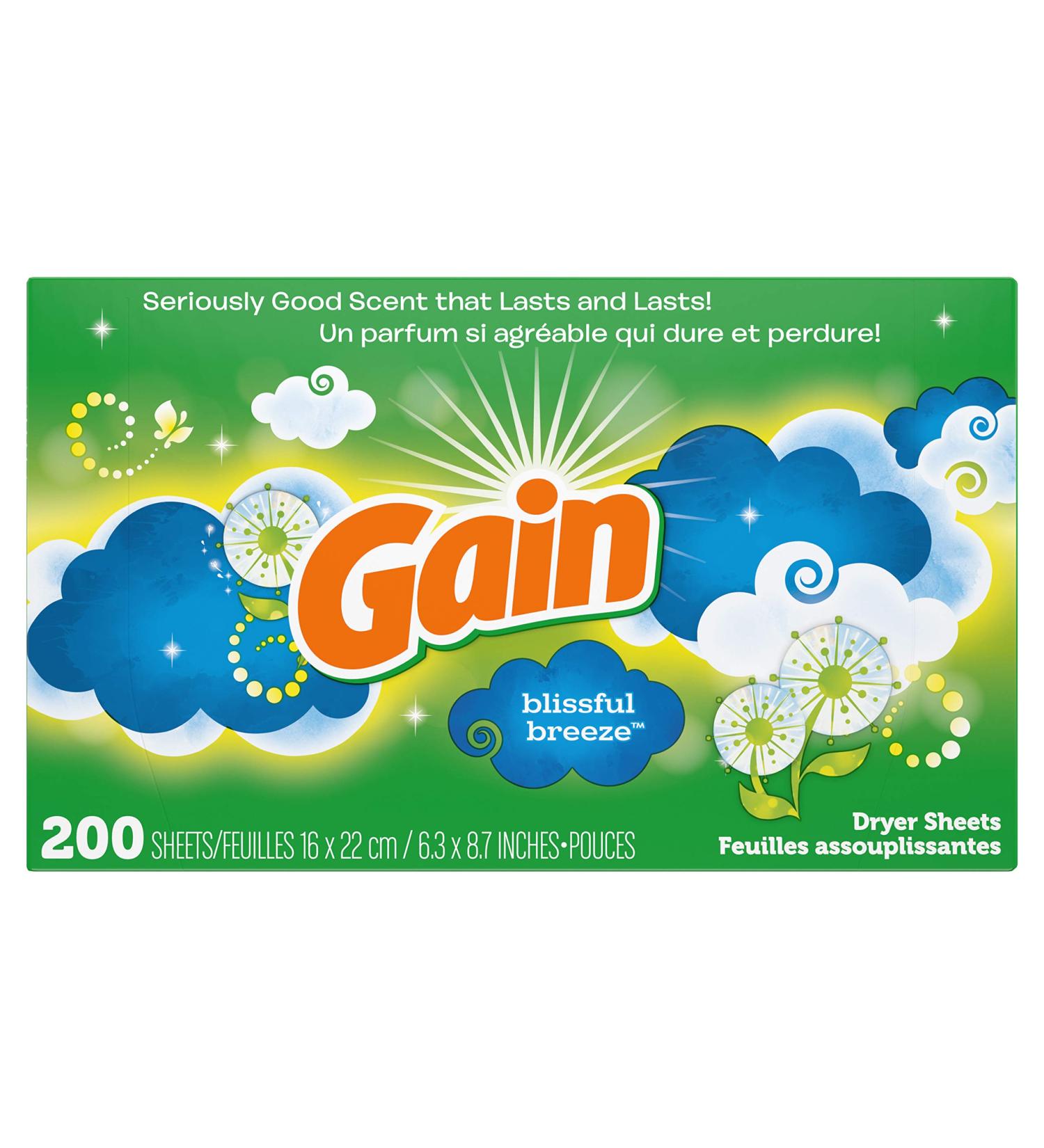 GAIN Blissful Breeze Fabric Softener Dryer Sheets - 200 Count - Buy Online on GoSupps.com