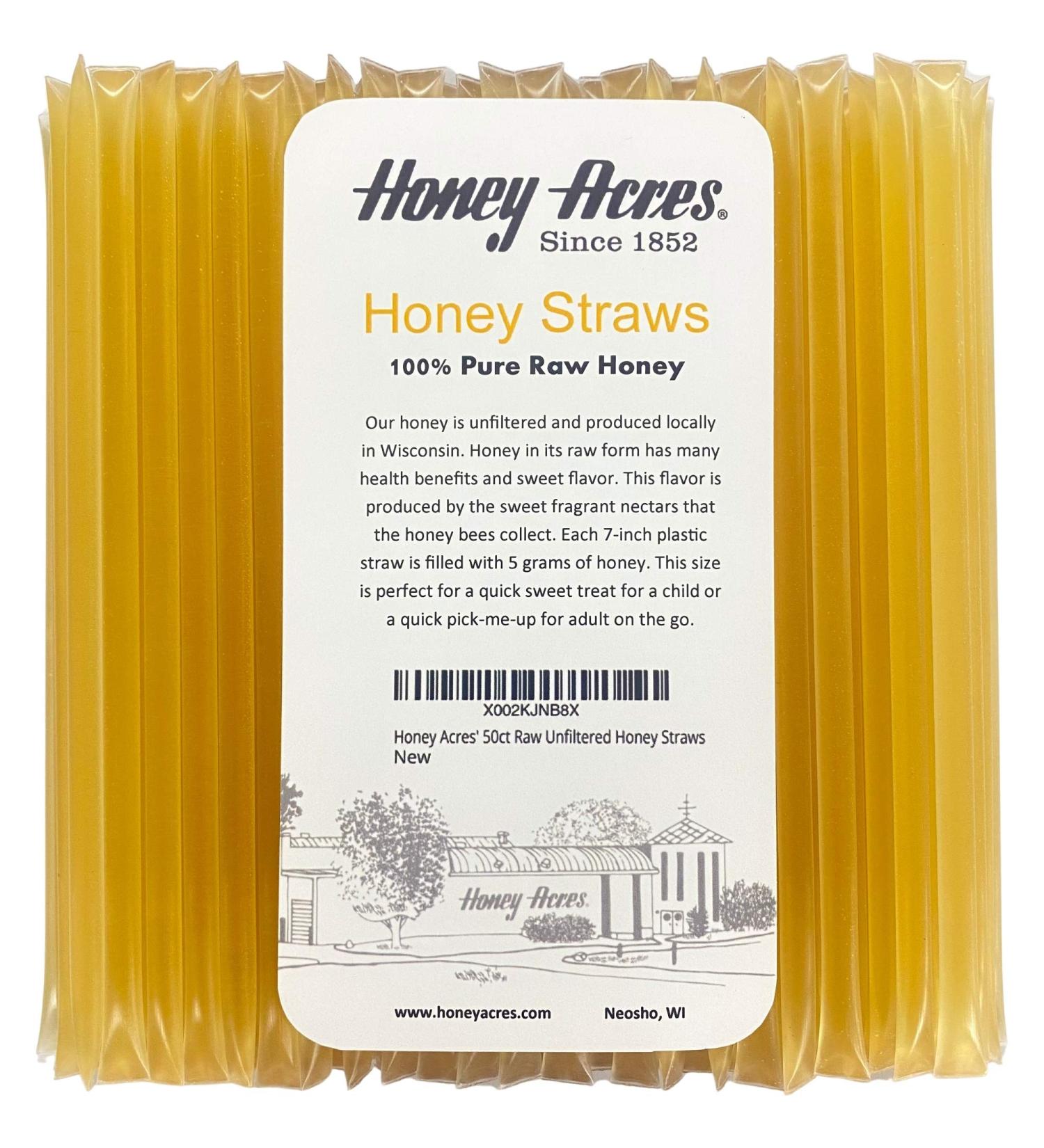 Honey Acres Raw Unfiltered Clover Honey Straws - 50 Count | USA Honey Sticks - Buy Online on GoSupps.com