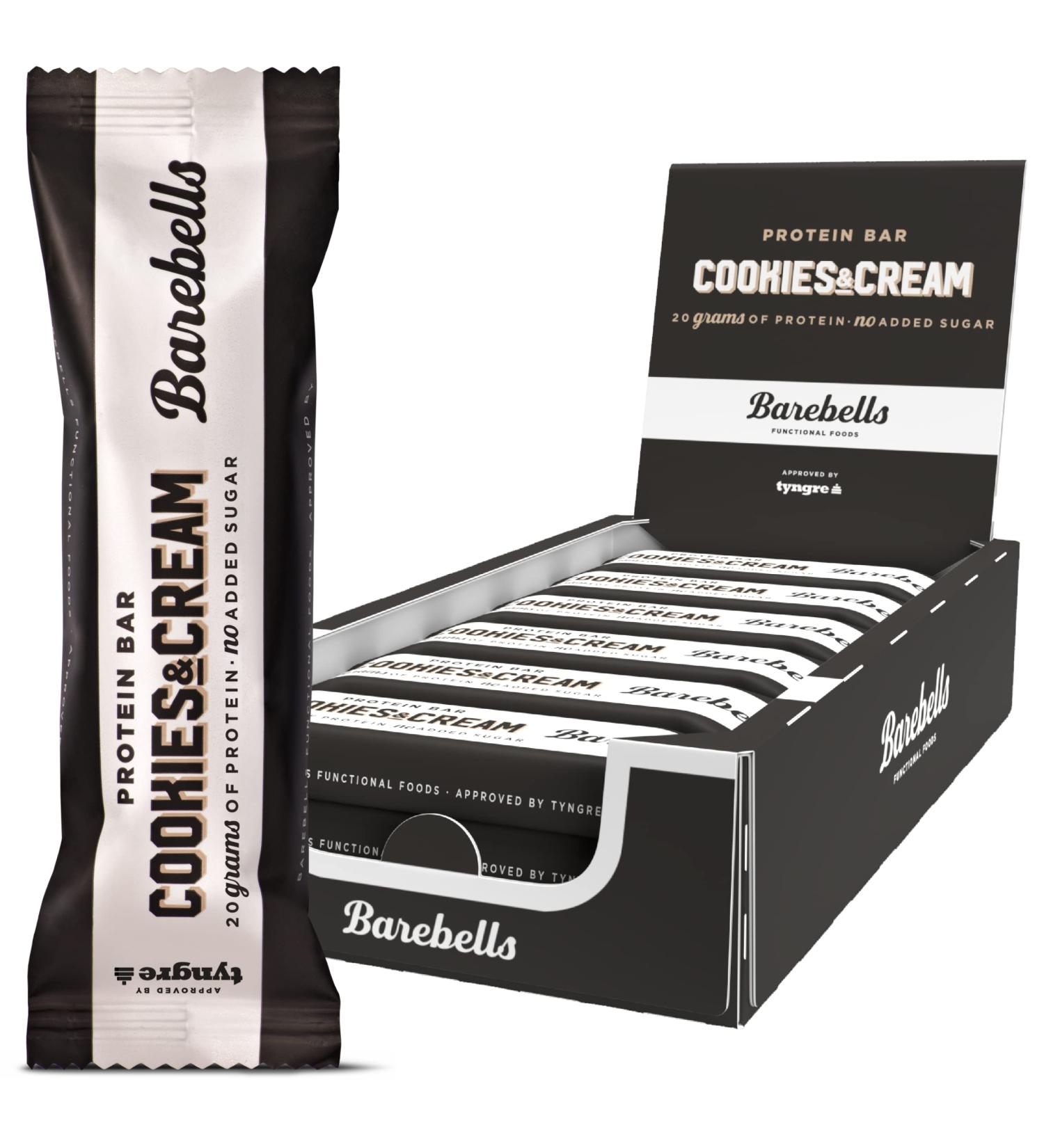 Barebells Protein Bars - Cookies & Cream | 20g Protein Low Carb Chocolate Bars | After Workout Low Calorie Snacks 12 x 55g - Buy Online on GoSupps.com